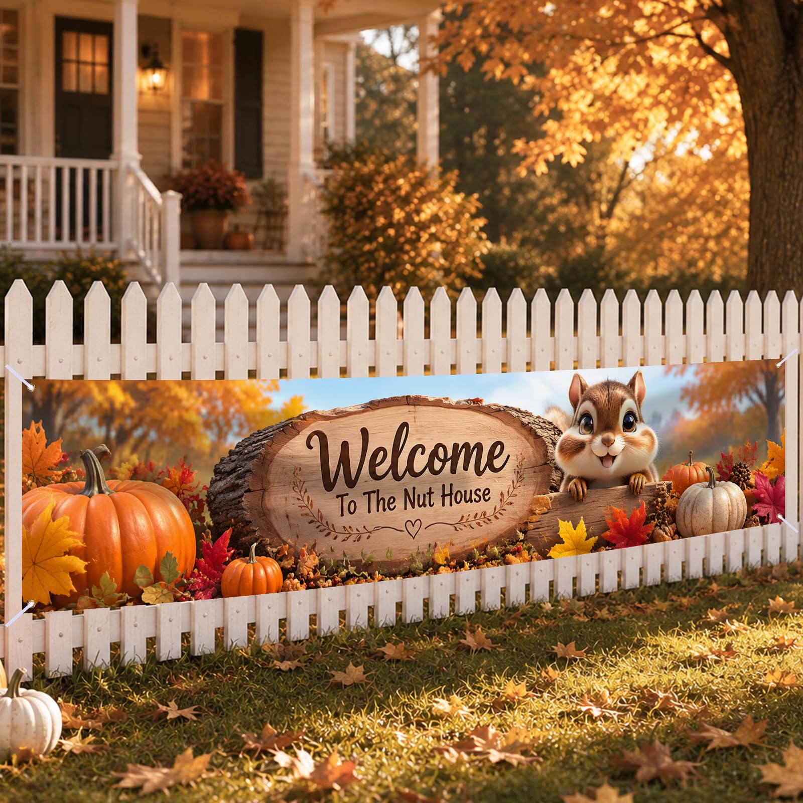 Nuxovilar Happy Fall Banner,78.7"x17.7" Polyester