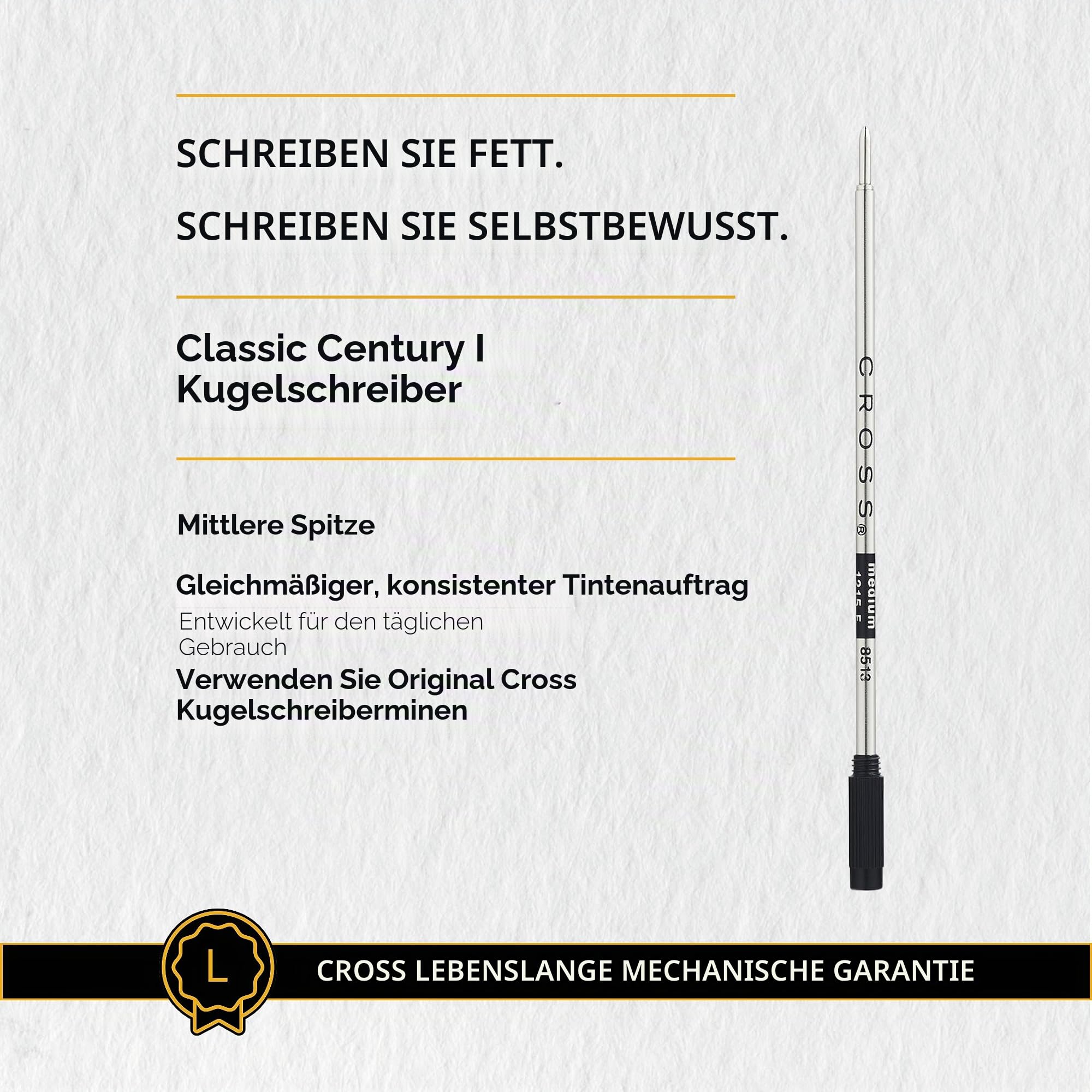 Cross Classic Century Kugelschreiber (Strichstärke M, Schreibfarbe: schwarz, nachfüllbar, inkl. Premium Geschenkbox) Transluzent Blaulack, 1 Stück (1er Pack)