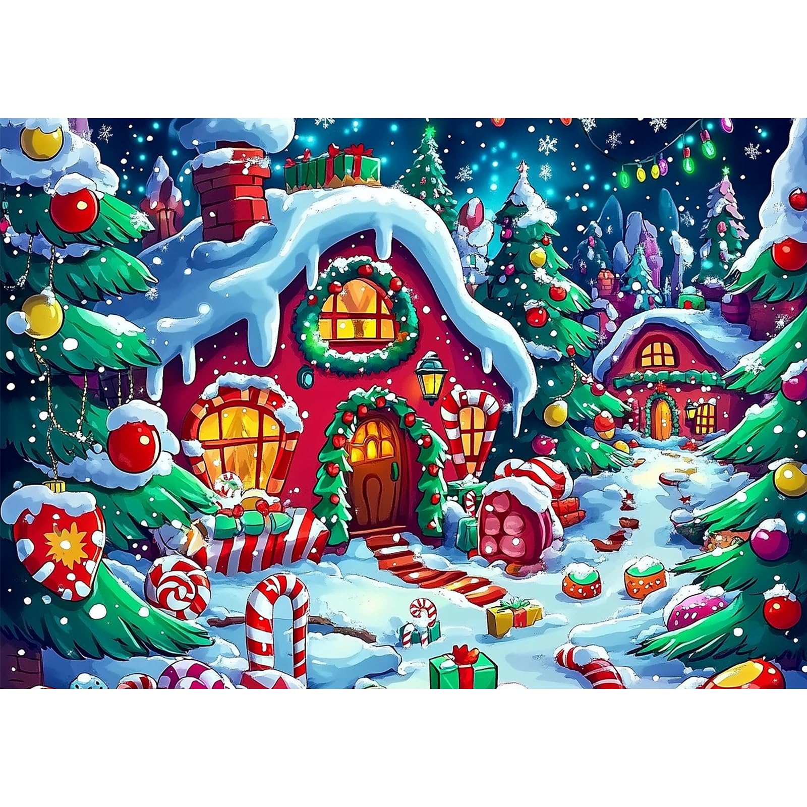 Lxmsja5D Diamond Painting Kits for Adults Christmas, Candy House Diamond Art Kits Adults Beginners, Full Drill Diamond Painting Kit, Diamond Crystal Gem Art Kits Adults for Home Wall Decor 30x40cm