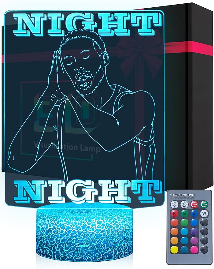 ARERG Basketball Memorabilia Gifts, Kids Room Night Light Basketball Decoration, Touch Base 16 Colors Changing Dimmable with Remote, Sports Fan Gift for Boys Girls Teens Men