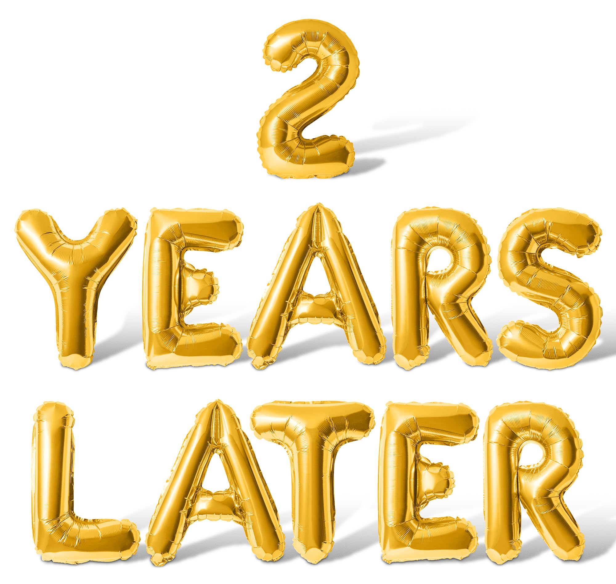 Letter & Number Balloons - 2 YEARS LATER 16" Inch Alphabet Letters Foil Mylar Balloon 2nd Birthday Party Banner (Gold)