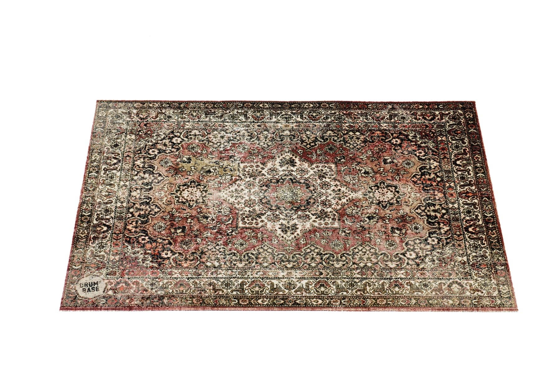 DRUMnBASE Vintage Persian Style Stage Rug, Non Slip Waterproof Rug for Stage or Studio Use to Reduce Vibrations, Classic Worn, 4.26 FT X 3 FT