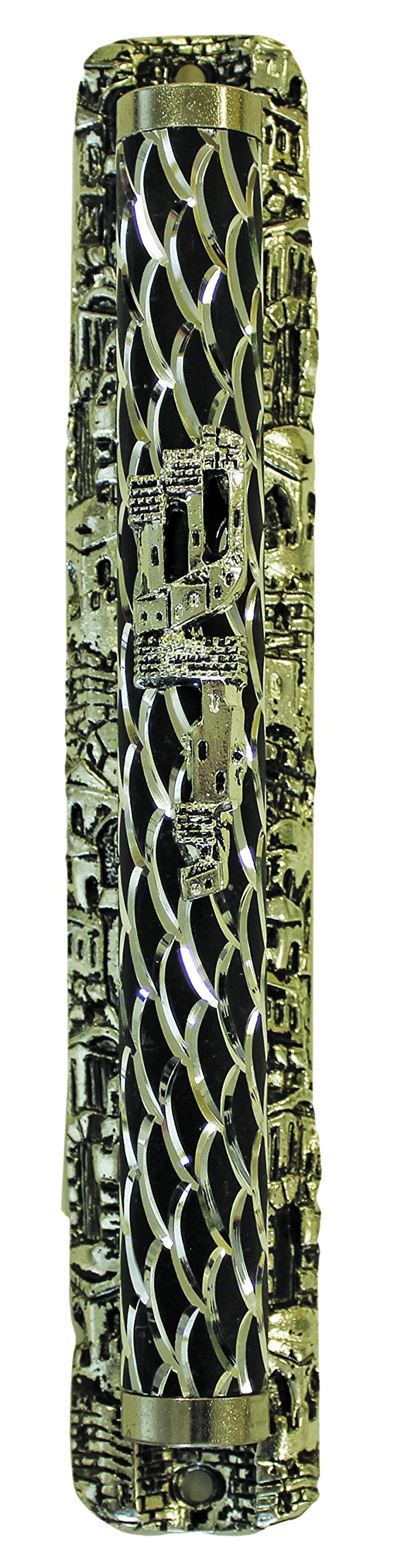 Majestic GiftwarePHM15212 Jerusalem Old City Mezuzah Case Cover Art Deco Design, 6.5", Stainless Steel