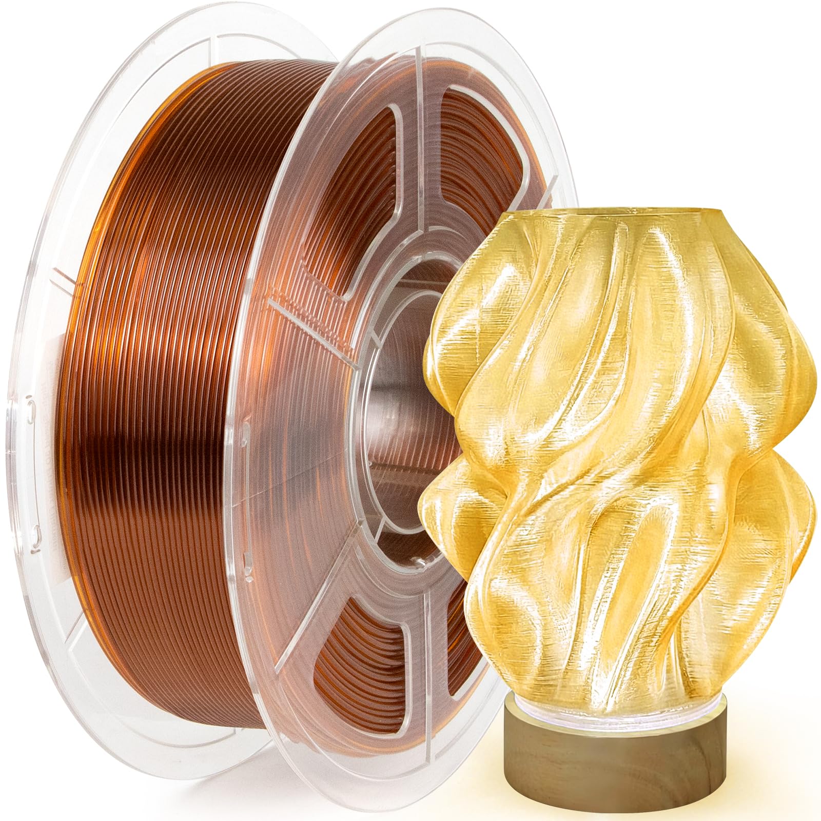 IEMAI PETG Filament 1.75mm, Transparent PETG Bernstein 1Kg, High Speed 3D Drucker Filament, Maßgenauigkeit +/- 0,02 mm, Geeignet für den Druck von Lampenschirmen Dekorationen