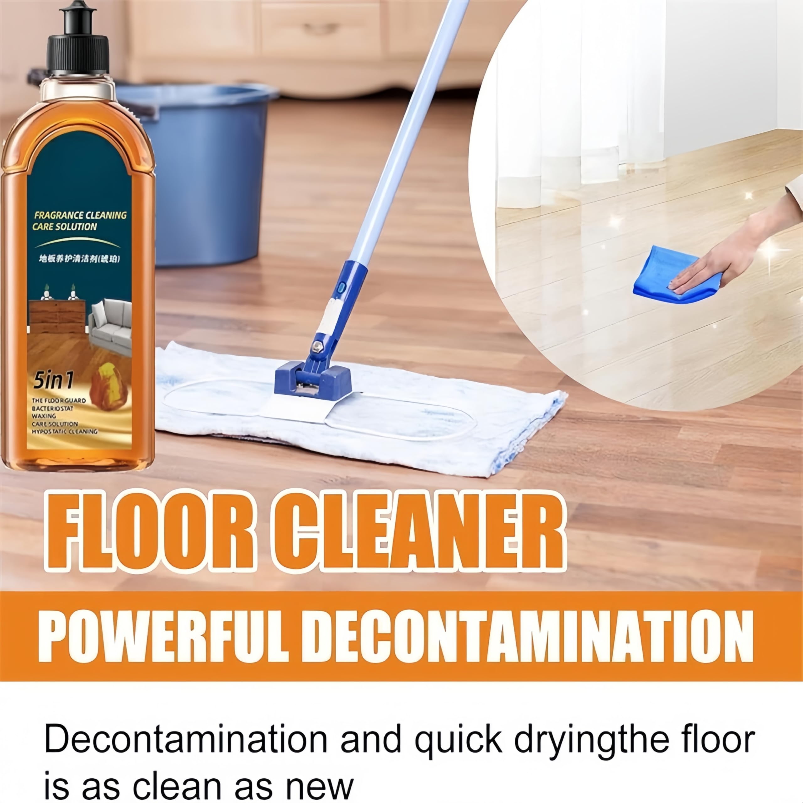 Solución de limpieza con fragancia 5 en 1, quitamanchas y olores, limpiador de pisos para madera, azulejos y cerámica, protege los acabados naturales de los pisos, brillo rápido (3 Piezas)
