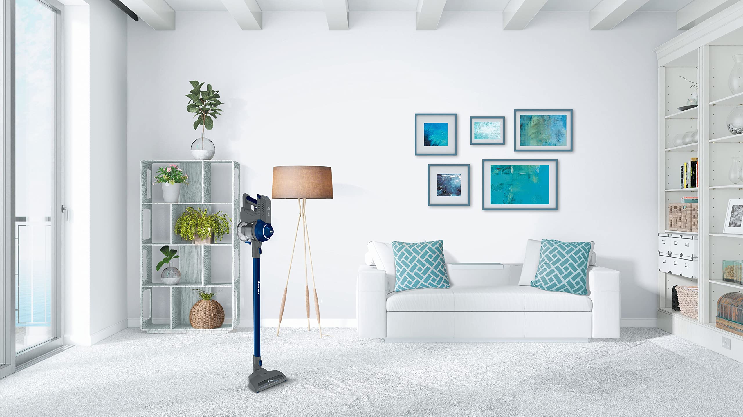 Hoover Candy All Surfaces CAS10 011 - Escoba eléctrica Recargable inalámbrica, tecnología ciclónica sin Bolsa, batería de Litio, Ligera, aspiradora integrada, autonomía 20 Minutos, Gregor Titanium