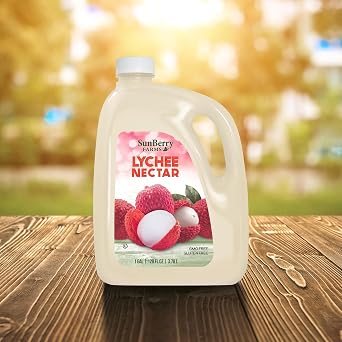 Sunberry Farms Lychee Nectar 128 fl oz | 1 Gallon Exotic Tropical Drink Made from Lychee Puree Concentrate | Sweet & Floral Flavor | No Artificial Flavors or Colors | Bulk Family Size