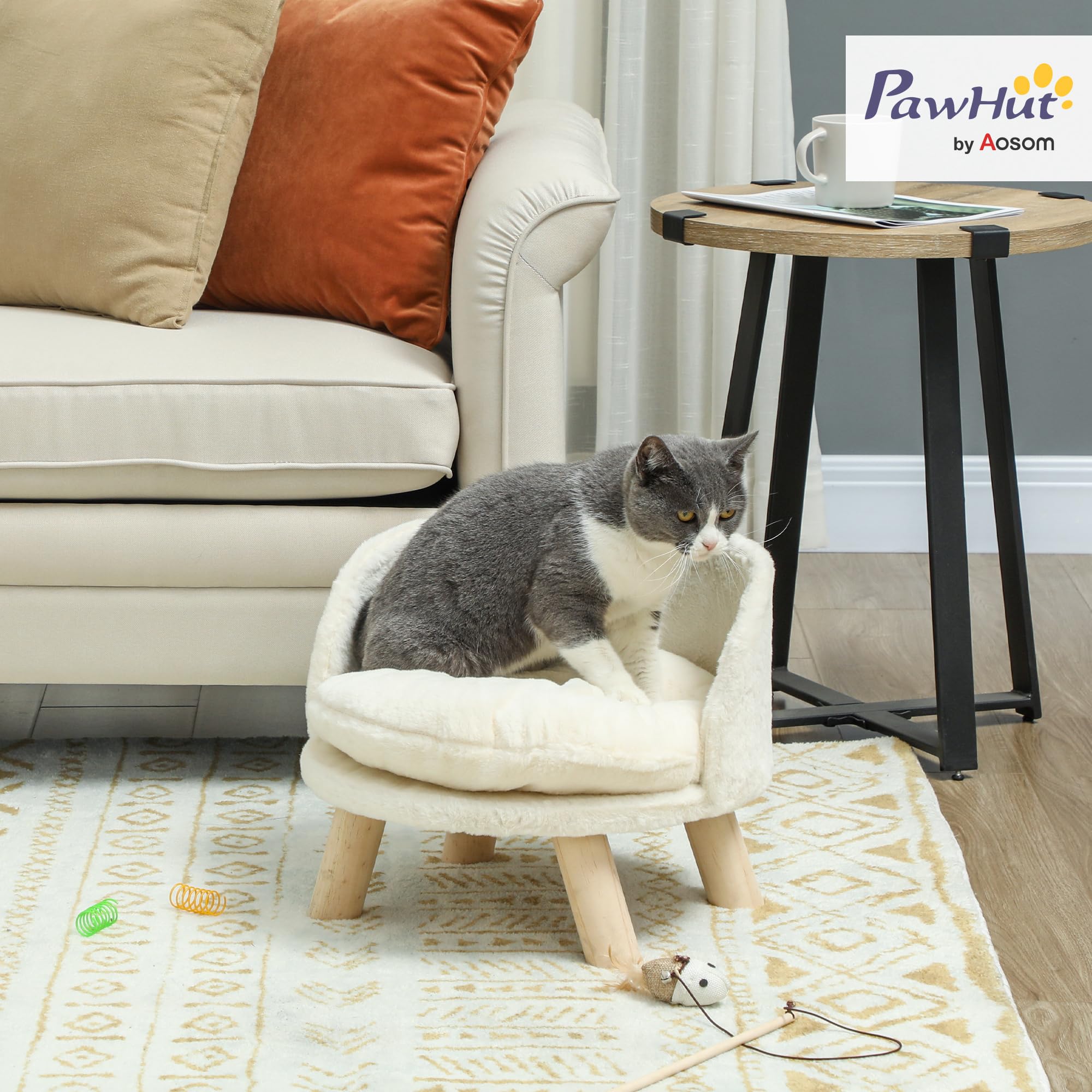 PawHut Canapé Chien Coussin Mini 40.5x40.5x33cm crème Blanc