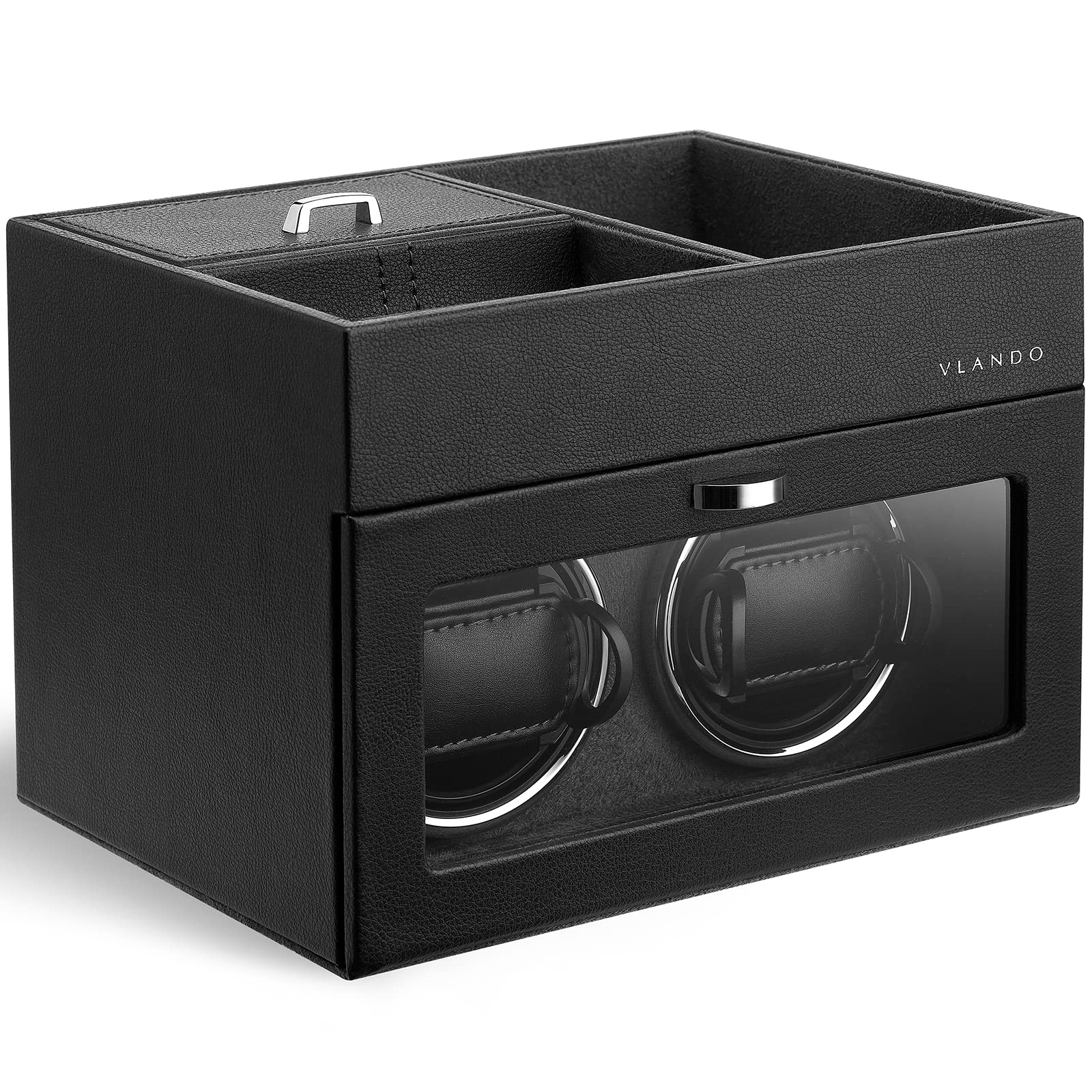 Vlando Watch Winder, Scatola Carica Orologio Scatola Orologio a Carica Automatica in Cuoio con Motore Silenzioso per Orologi da Polso