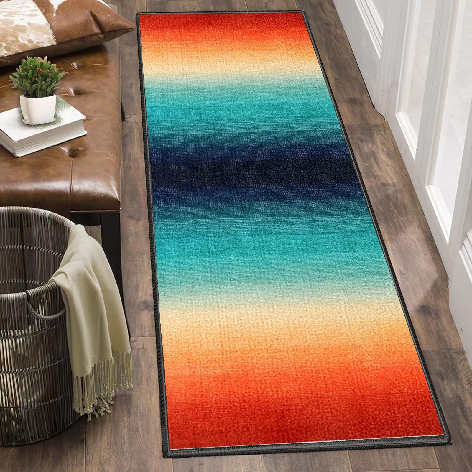 Chodnik dywanowy, antypoślizgowy, 60 x 240 cm, bieżnik na korytarz, dywan wejściowy, nadaje się do prania, chodnik kuchenny, dywan na korytarz, dywan do korytarza, sypialni