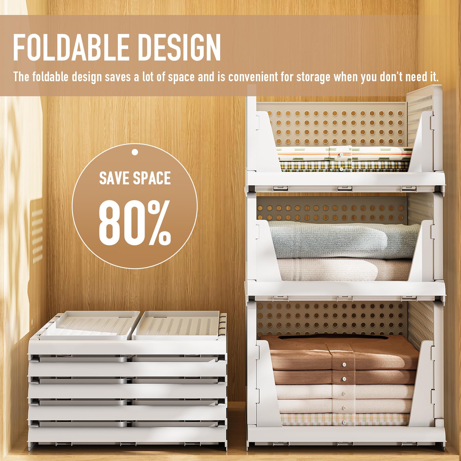 Laundry Basket Closet Storage SNSLXH 5 Pack Stackable Basket ...