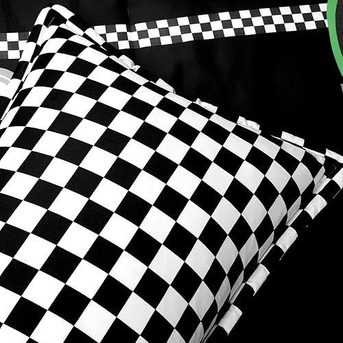 Miniatura 6 de Lush Decor Racing Cars - Juego de edredón reversible de 5 piezas, tamaño matrimonialqueen, color negro