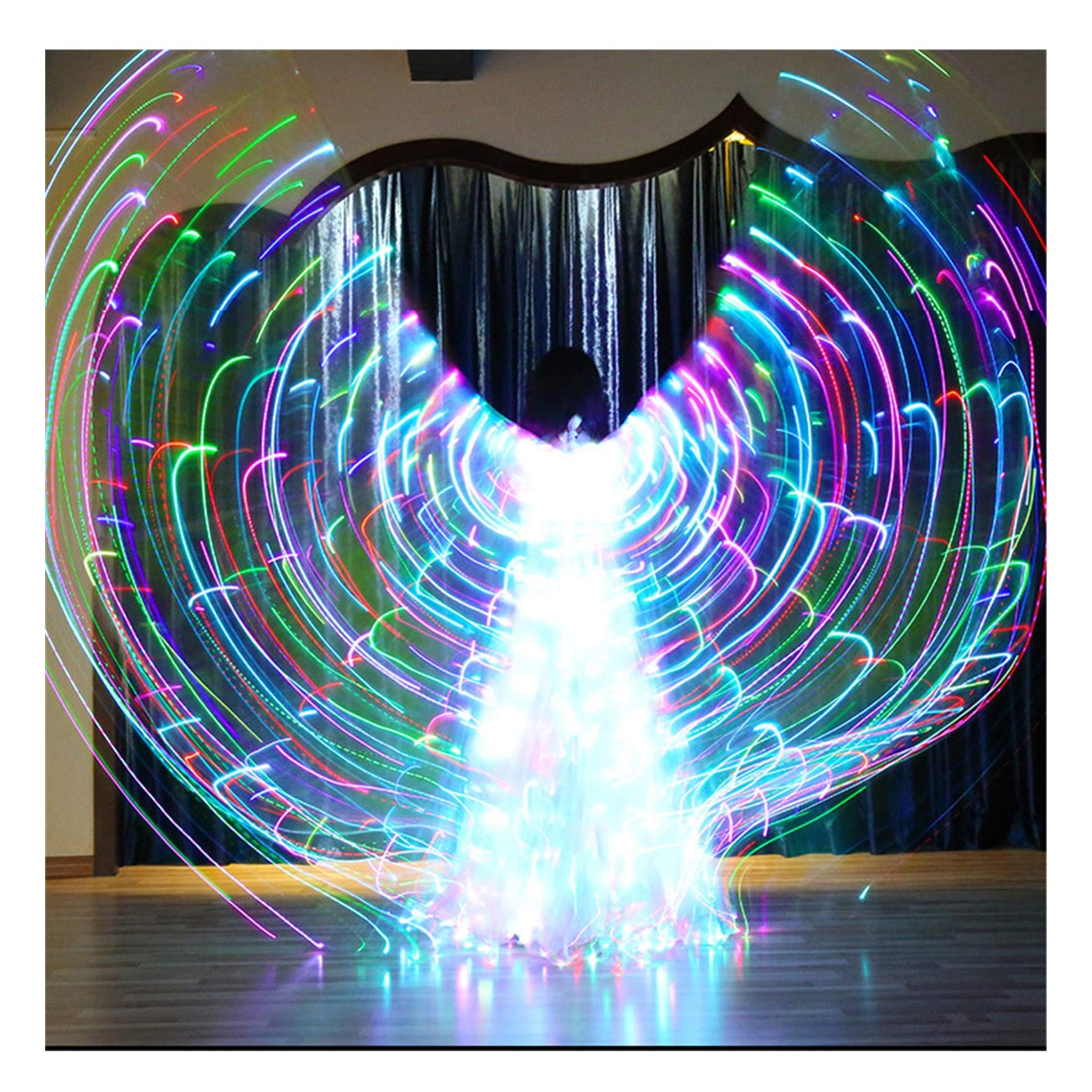 Ala da Ballo, Ali d'Argento del Mantello, Ala di Danza del Ventre a LED, Performance Lampeggiante dinamica Festival di Danza Ali ad Angolo Ali di Farfalla da Ballo, A (Colore : A) (Color : A)