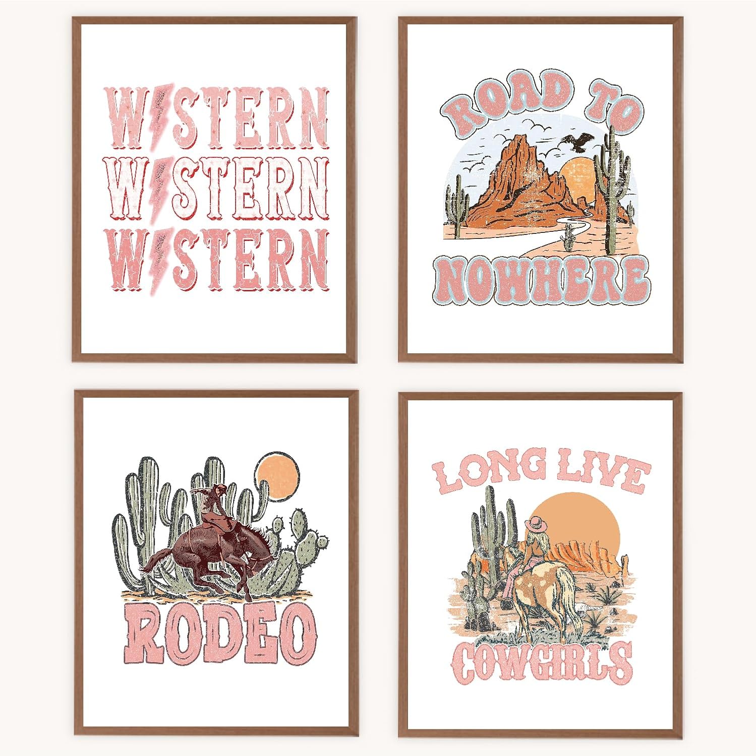 Amazon.com: VNWEK Pink Preppy Lightning Western Cowgirl Rodeo Cactus Sunset Desert Long Live ...