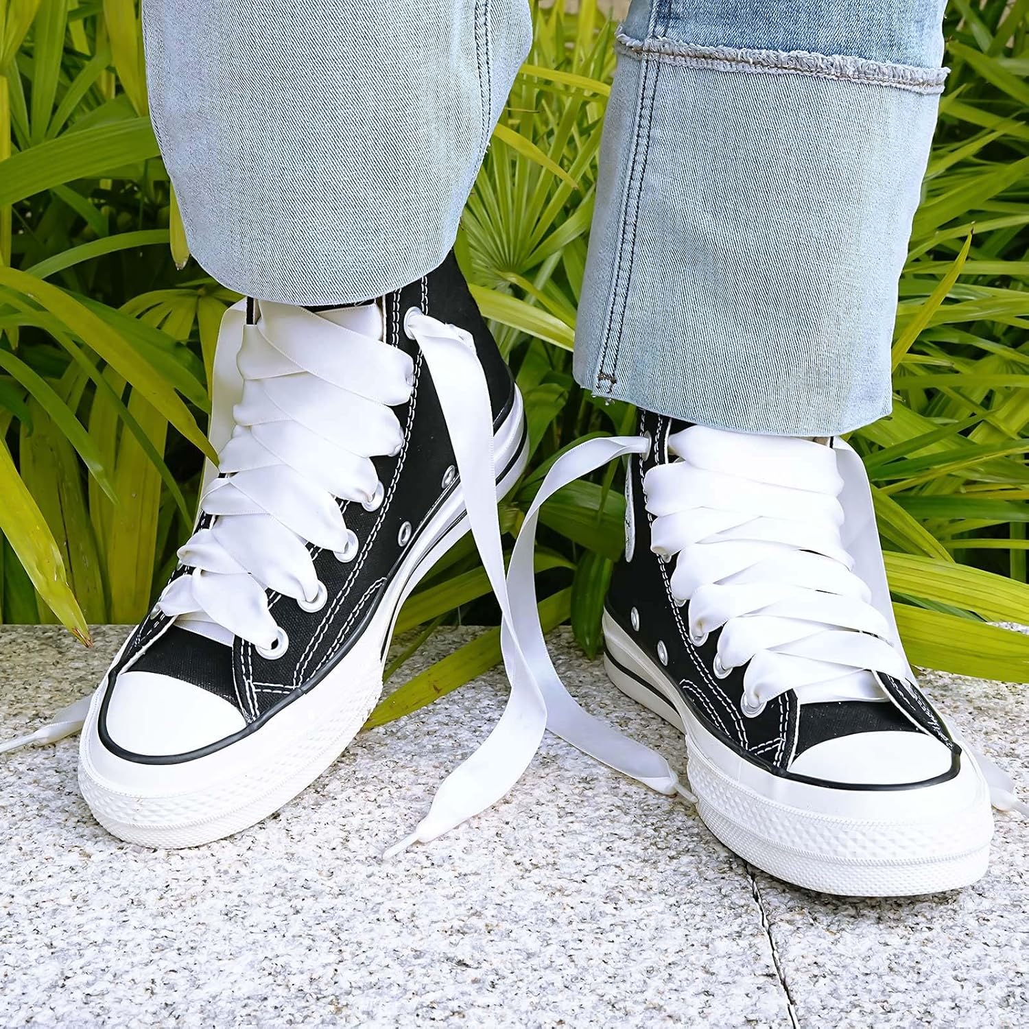 Booyckiy 3/4" Wide Satin Ribbon Shoelaces Flat Colorful Shoe Laces for Women