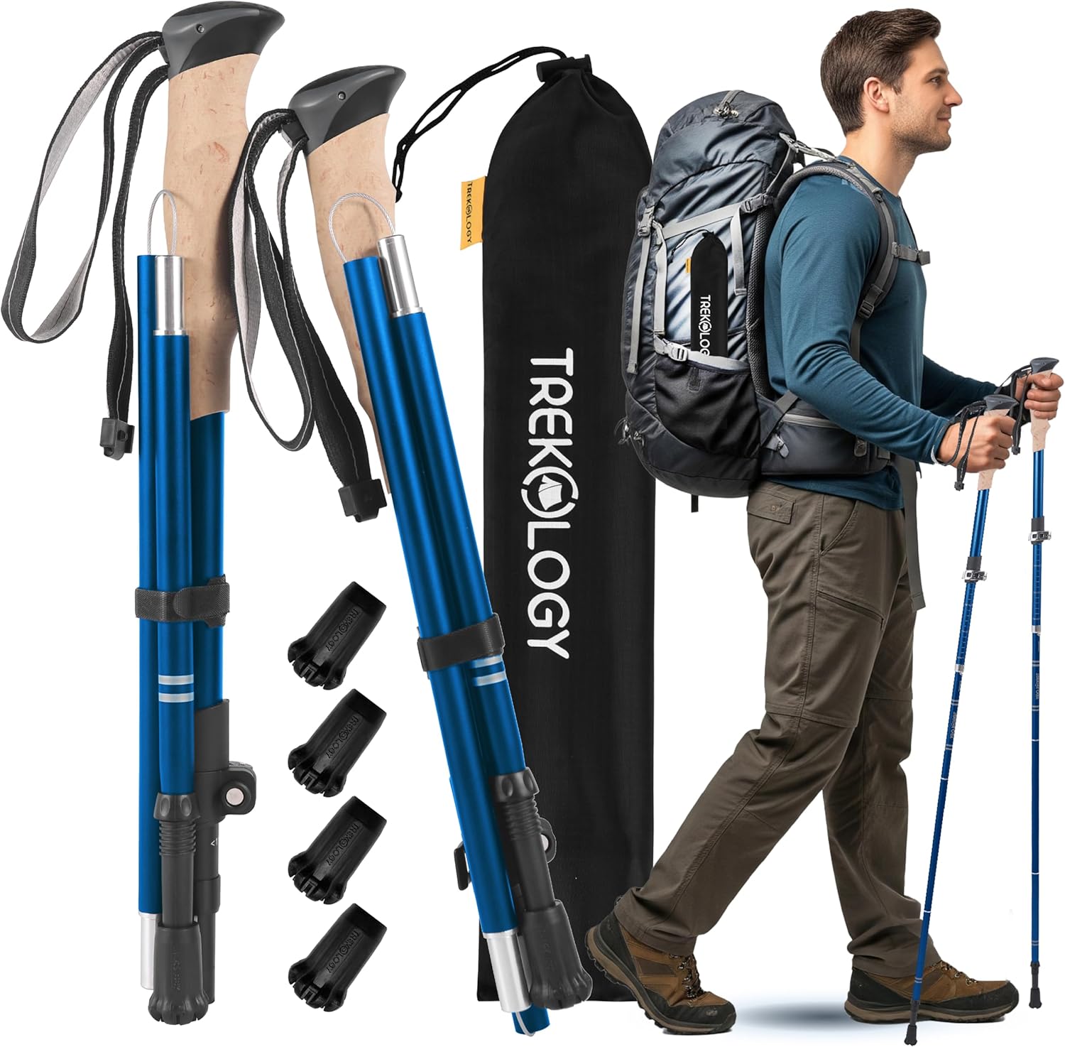 TREKOLOGY Trekking Poles – Lightweight, Adjustable Hiking Sticks for Men & Women – Durable Aluminum, Compact & Foldable with Comfortable Grip – Perfect for Hiking, Walking & Seniors, TREKZ XE TREKOLOGY Trekking Poles – Lightweight, Adjustable Hiking Sticks for Men & Women – Durable Aluminum, Compact & Foldable with Comfortable Grip – Perfect for Hiking, Walking & Seniors, TREKZ XE