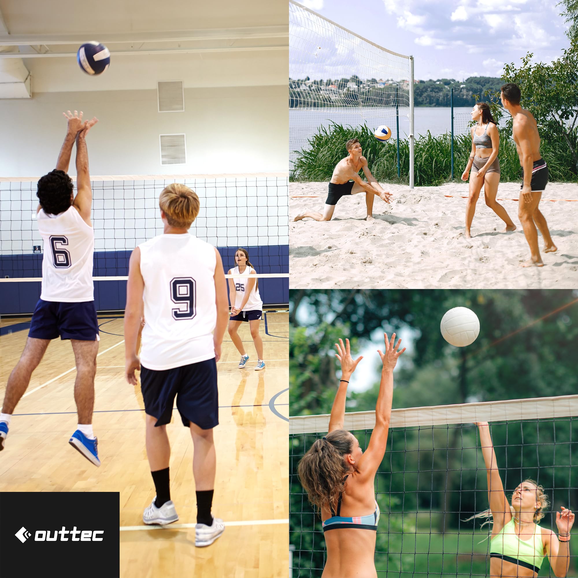 Filet de volleyball pliable 9,9 x 0,9 m portable avec sac de transport pour jardin plage piscine