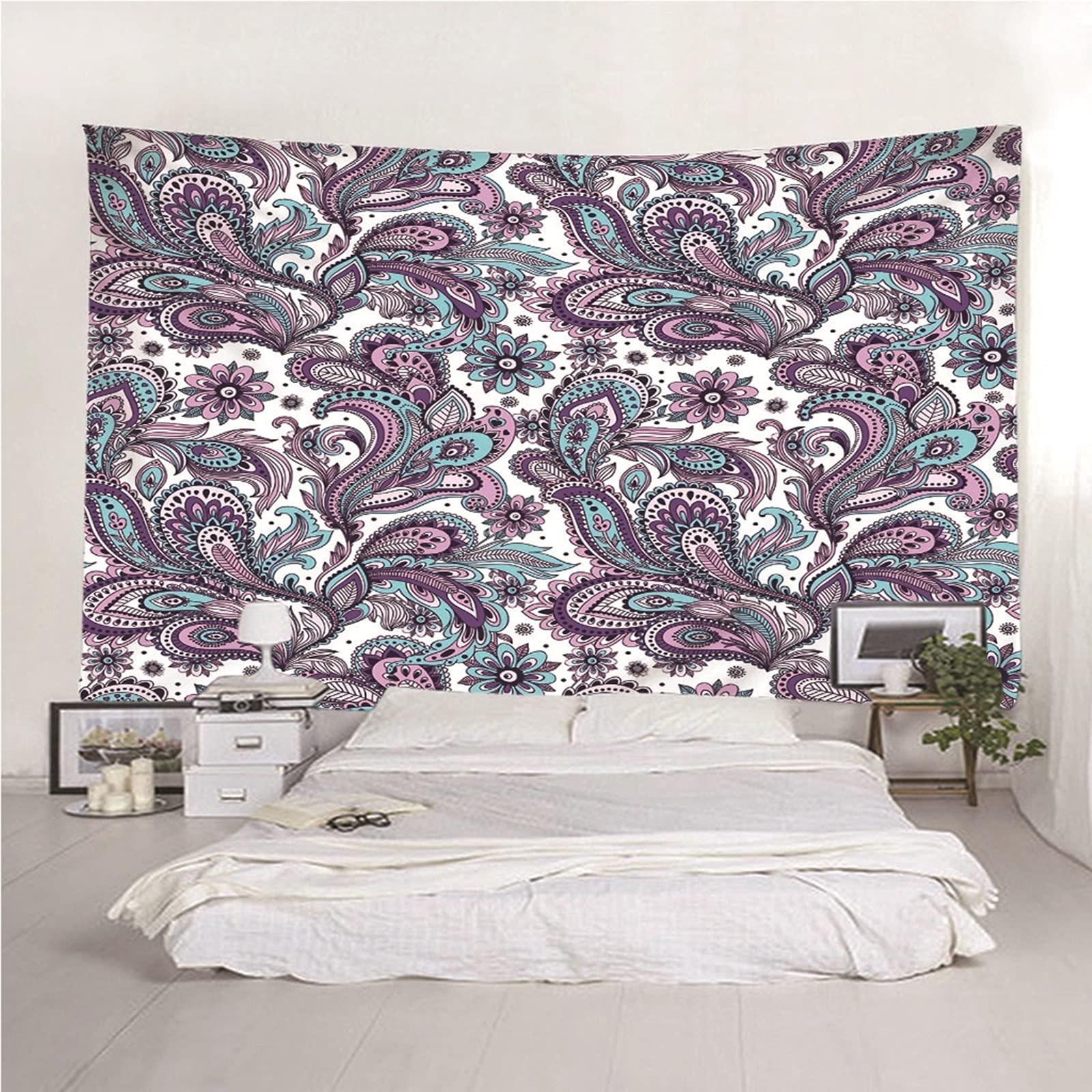 Aeici Tapiz Tela Muro Playa, Manta Pared Decorativa Estampado Floral Tapiz para Colgar Pared(350X256Cm)