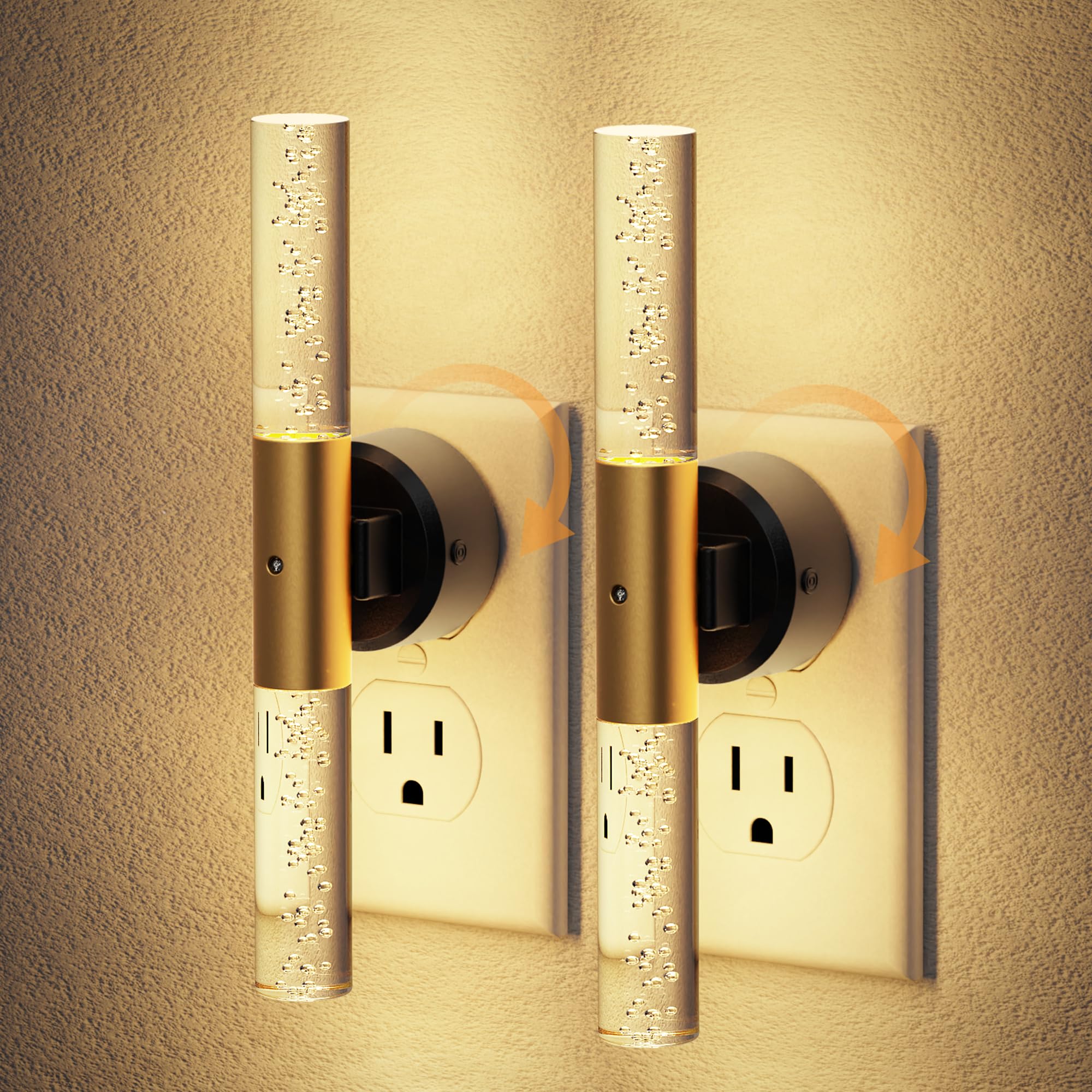 JandCase Night Light Rotating, 2 Pack Night Lights Plug into Wall