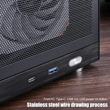 S300 - Mini-ITX PC Gaming Case - Front I/O USB 3.0 Type - C Port - SFX Power Supply 100-130mm - Cable Management System - luminum Mini-ITX Motherboard Small Portable PC Case (PCIe 3.0 16X Riser Cable)