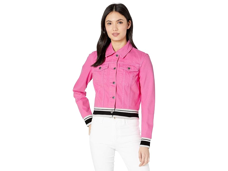 

Juicy Couture Cropped Denim Jacket (Cotton Candy) Women's Coat, Pink