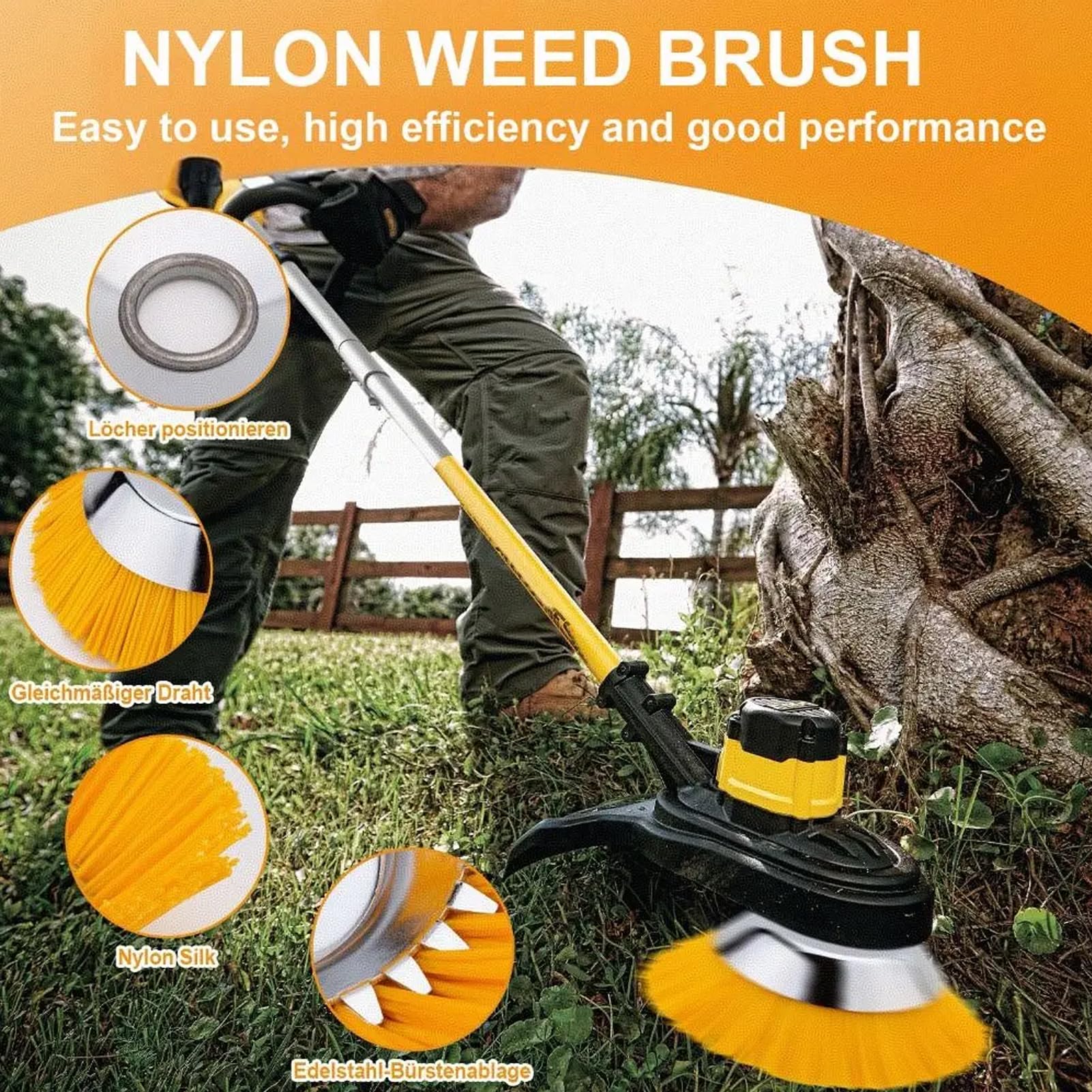 2 nylonowe szczotki do chwastów do kosy spalinowej, 6 cali + 25,4 mm 25,4 mm, wysokiej jakości szczotka do dzikich ziół, szczotka nylonowa do przycinania chwastów