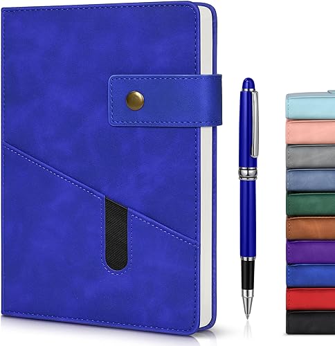 vfaejll Cuaderno de cuero rayado A5 para hombres y mujeres, 5.9" X 8.4" Cuaderno de diario personalizado de tapa dura con bolígrafo, 200 páginas de