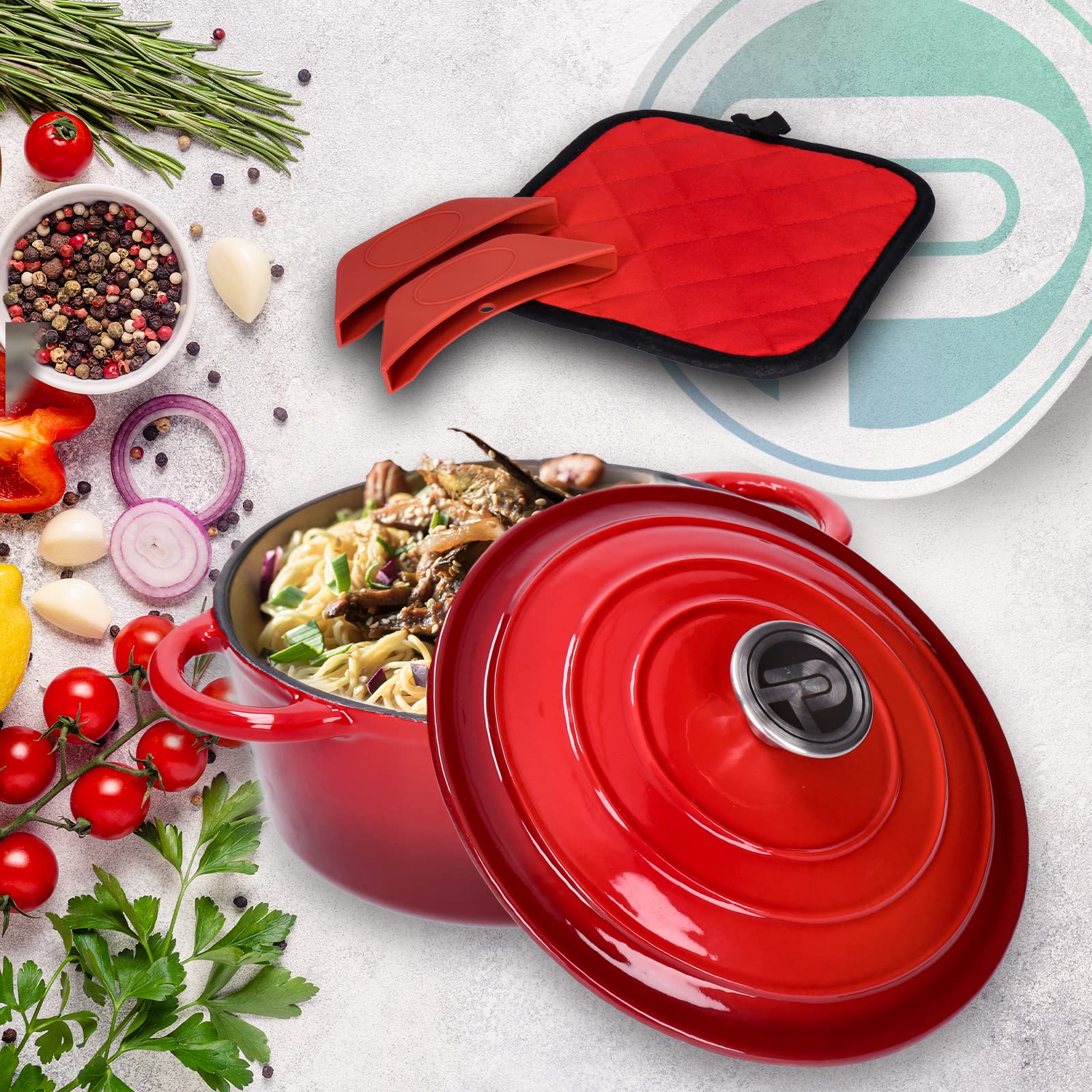 Cocotte En Fonte émaillée OVERMONT 26cm 5,2L Gris Ardoise Avec Couvercle - Neuve