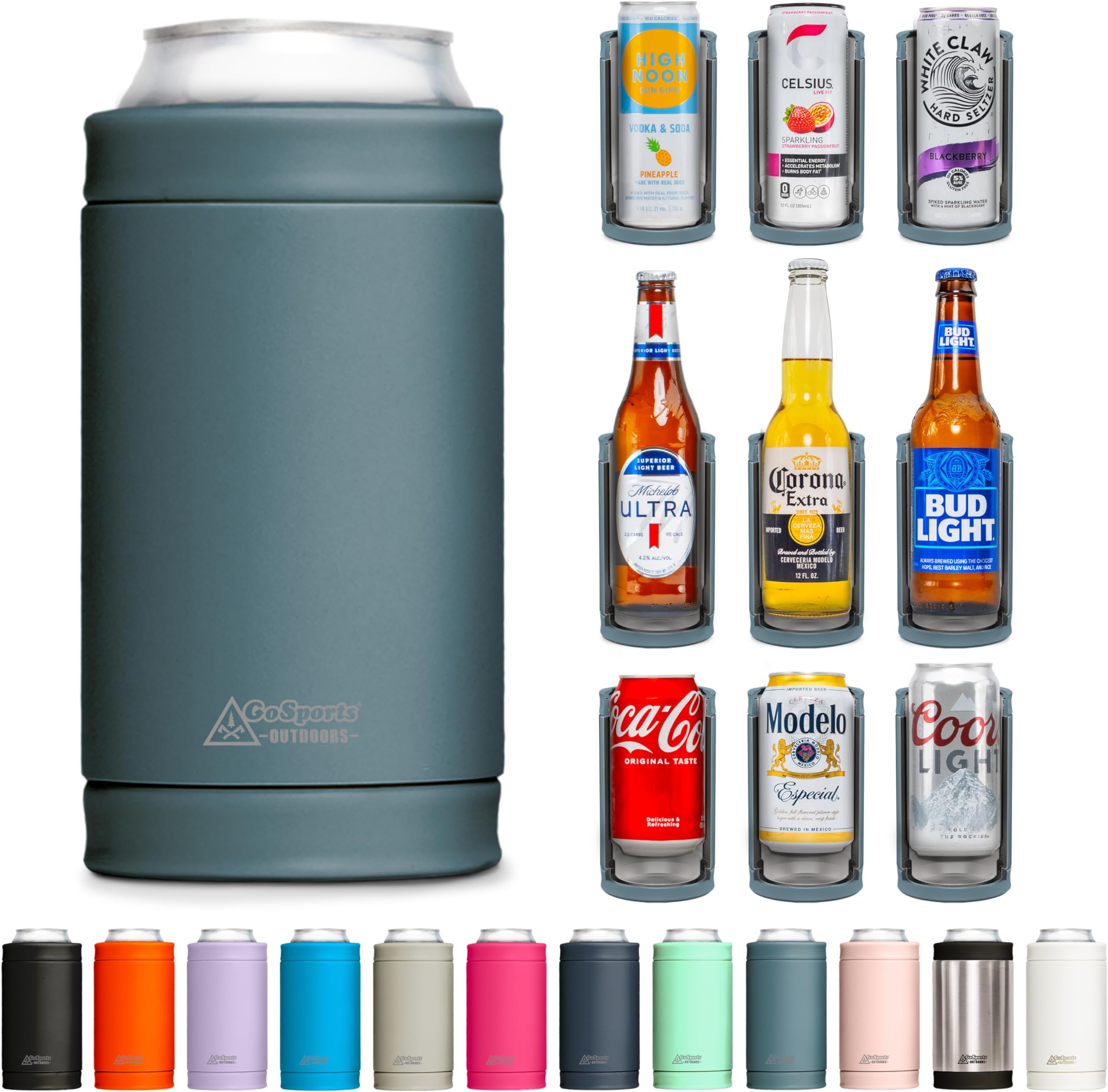 DUALIE 3 in 1 Insulated Can Cooler - 15+ Colors - Universal Size for 12 oz Cans, Slim Cans, and Bottles