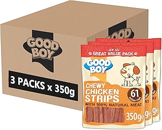 Good Boy Chicken Strips - Natural Dog Treats - Wheat and Cereal Free Recipe - Bulk Box - 3 x 350g