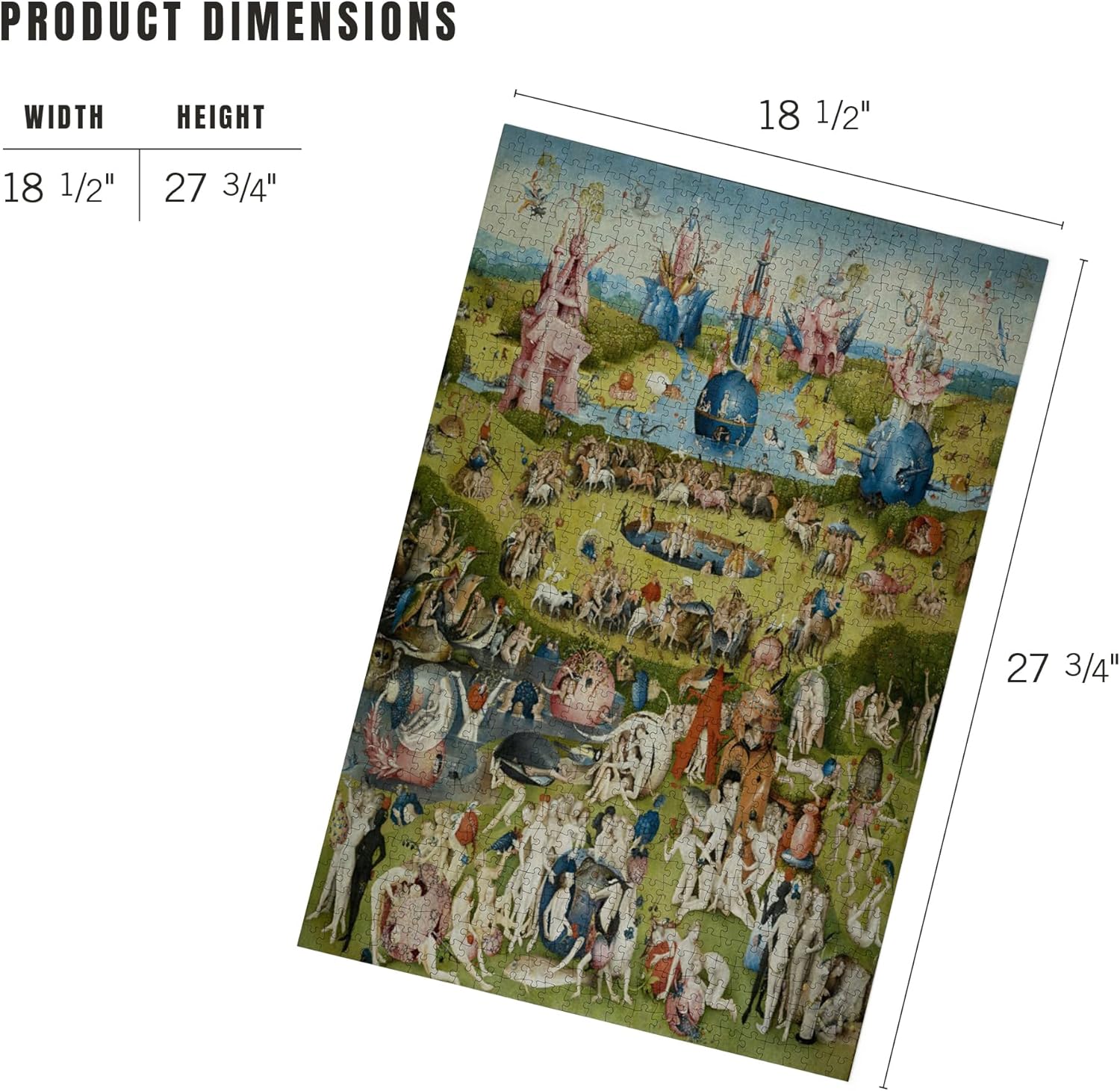 The Garden of Earthly Delights, (Artist: Hieronymus Bosch c. 1480), Masterpiece Classic (1000 Piece Puzzle, Challenging Jigsaw Puzzle for Adults, Made in USA)