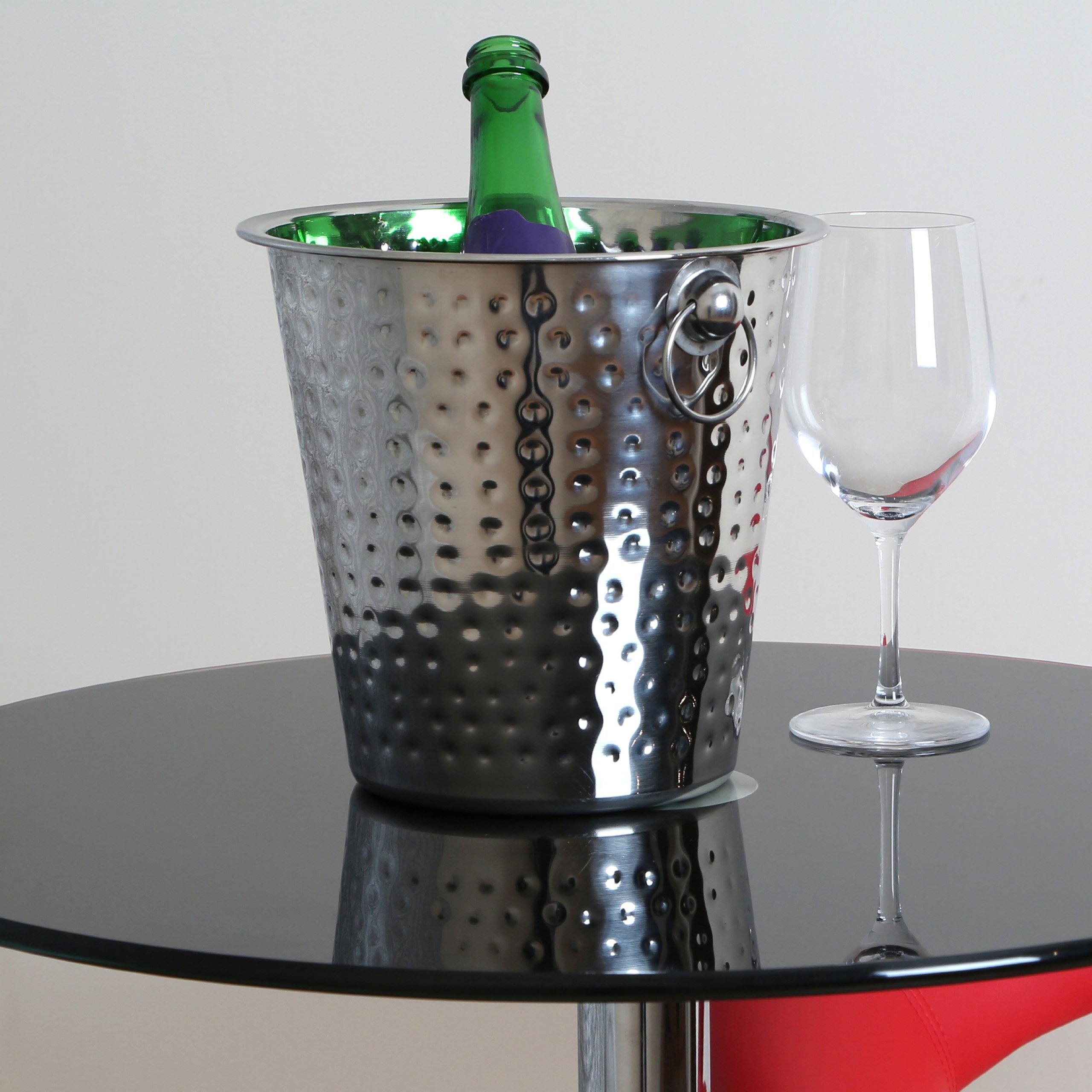 Premier Housewares 0507992 Seau à Champagne/Vin en Acier Inoxydable Effet Martelé