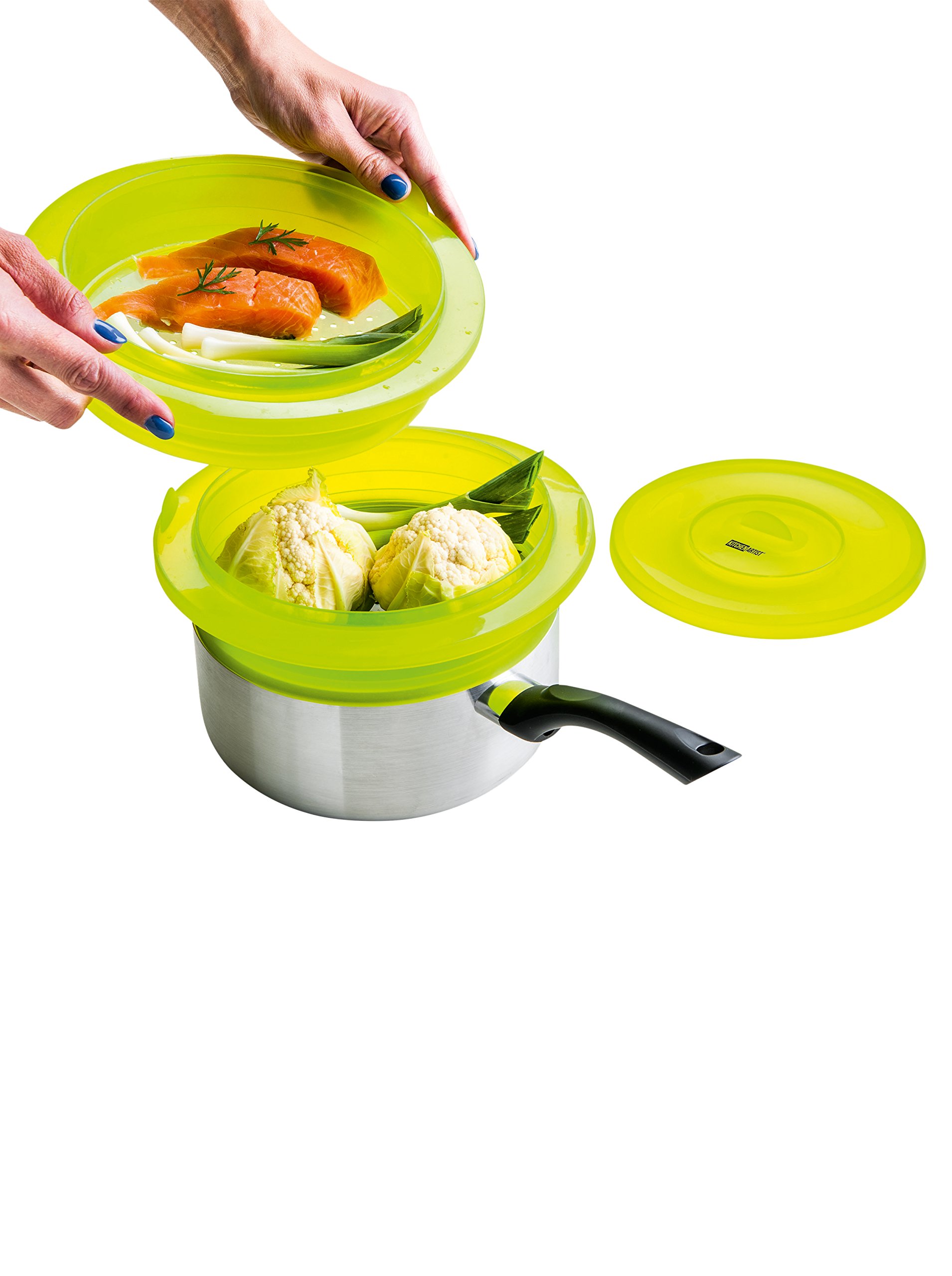 Livoo MEN271, cuit-vapeur 2 niveaux en silicone, vert