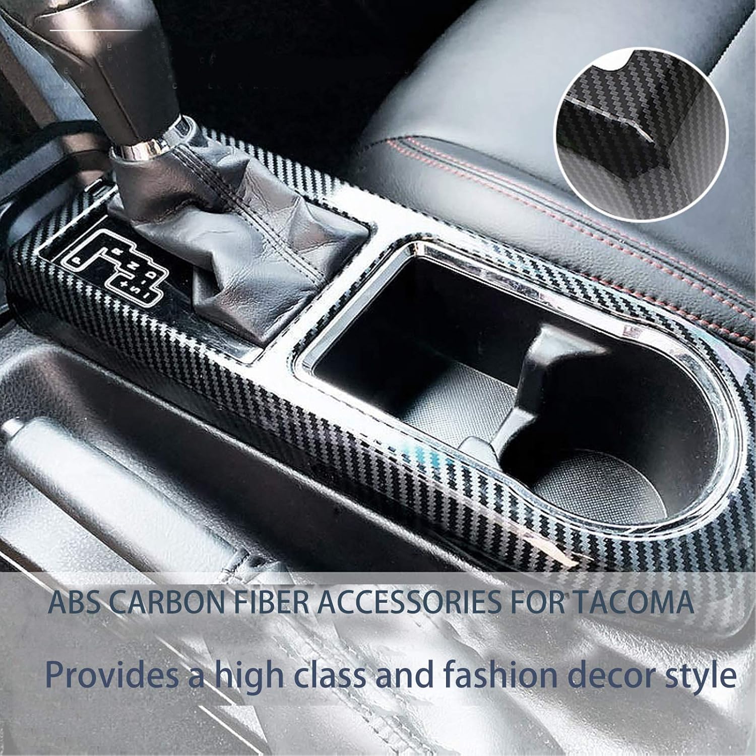 Tocatus Center Console Gear Shift Panel Cover Trim for 2016-2022 Toyota Tacoma Accessories, ABS Carbon Fiber 1PC