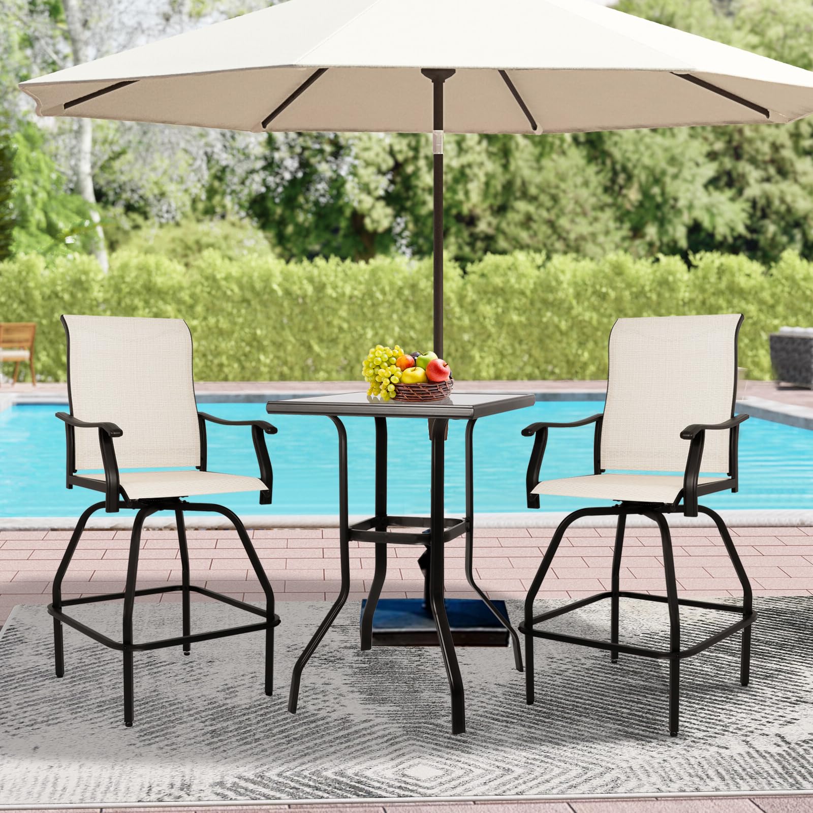 Bar Stools Piece Patio Set With Umbrella 3-piece Outdoor Bistro Set