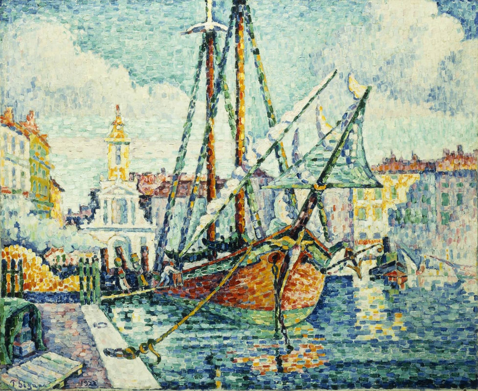 ARTXLXXBN Famous Print Painting Colorful Art Print the Port of St. Tropez by Paul Signac Canvas Art Decorations for Home Decor 60x90cm