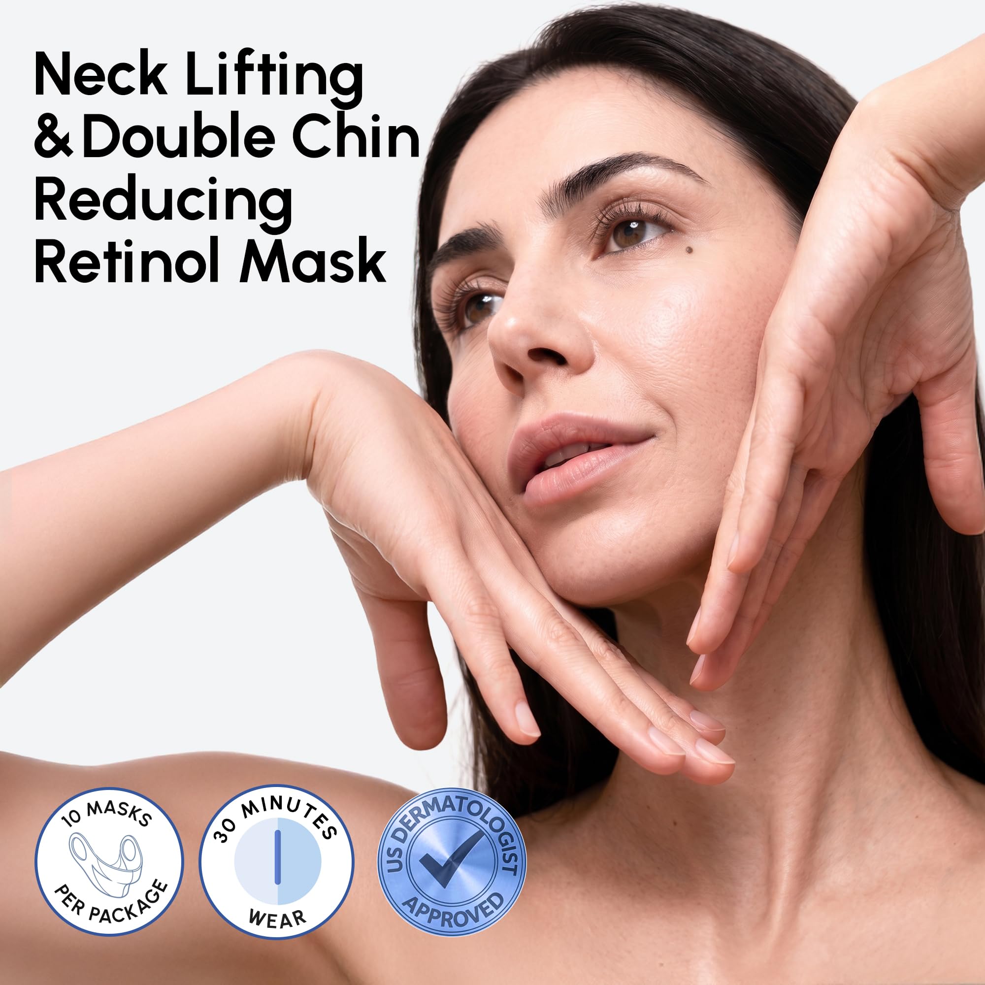 MAREE V Line - Maschera per lifting facciale al retinolo e nastro per sollevamento del collo, riduttore del doppio mento e modellatore della mascella, maschera facciale al collagene al retinolo per