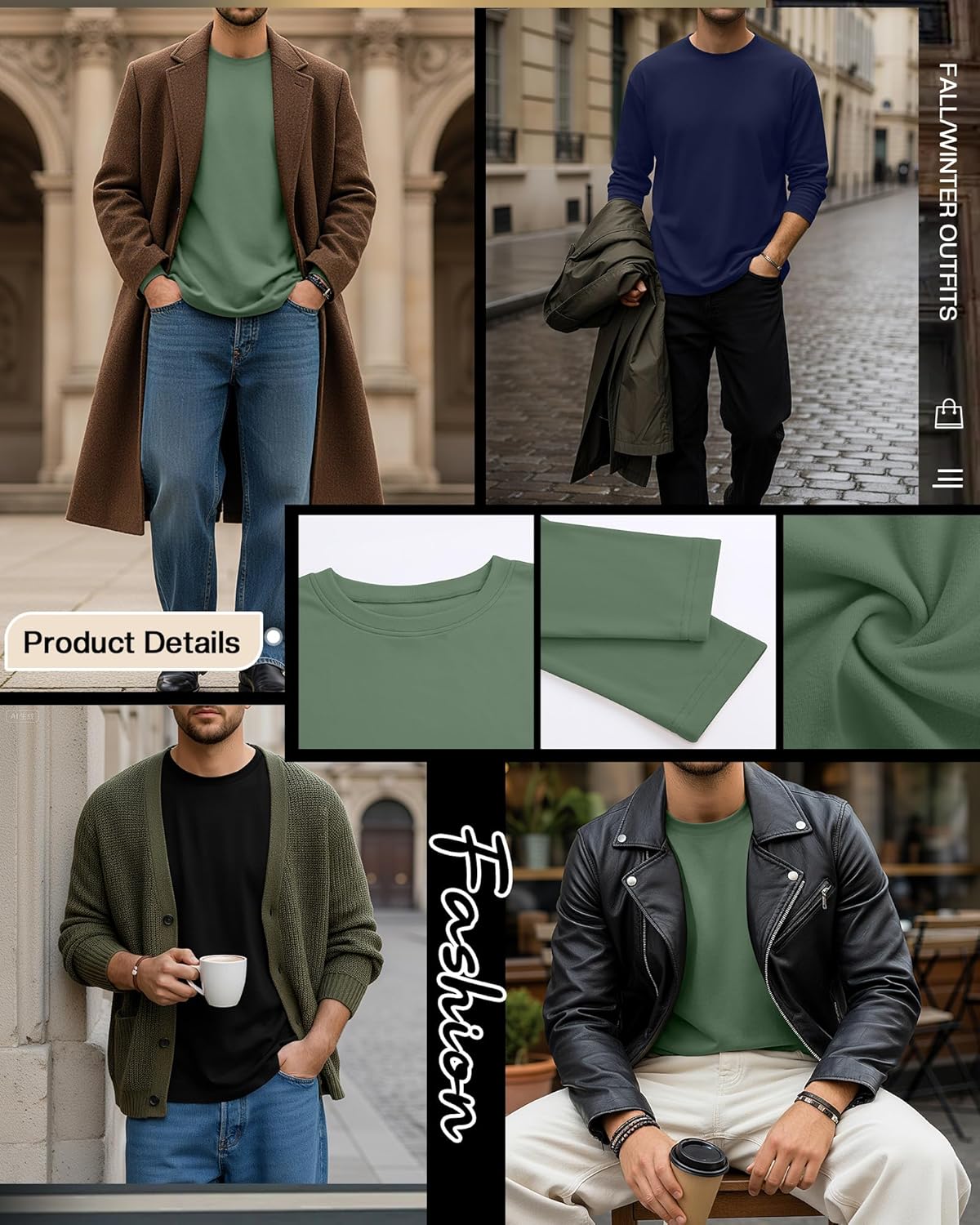 3 Pcs Mens Big and Tall Thermal Shirts Long Sleeve Crew Neck Base Layer Casual Fleece Plus Size Warm Sweatshirts - Image 5