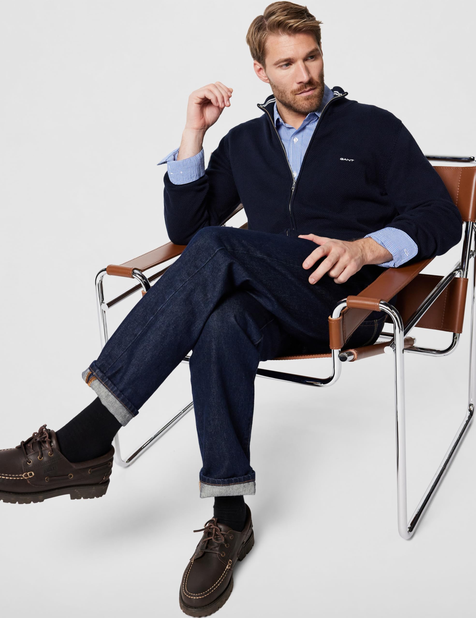 Gant Herren Cotton Pique Zip Cardigan Strickjacke (1er Pack)
