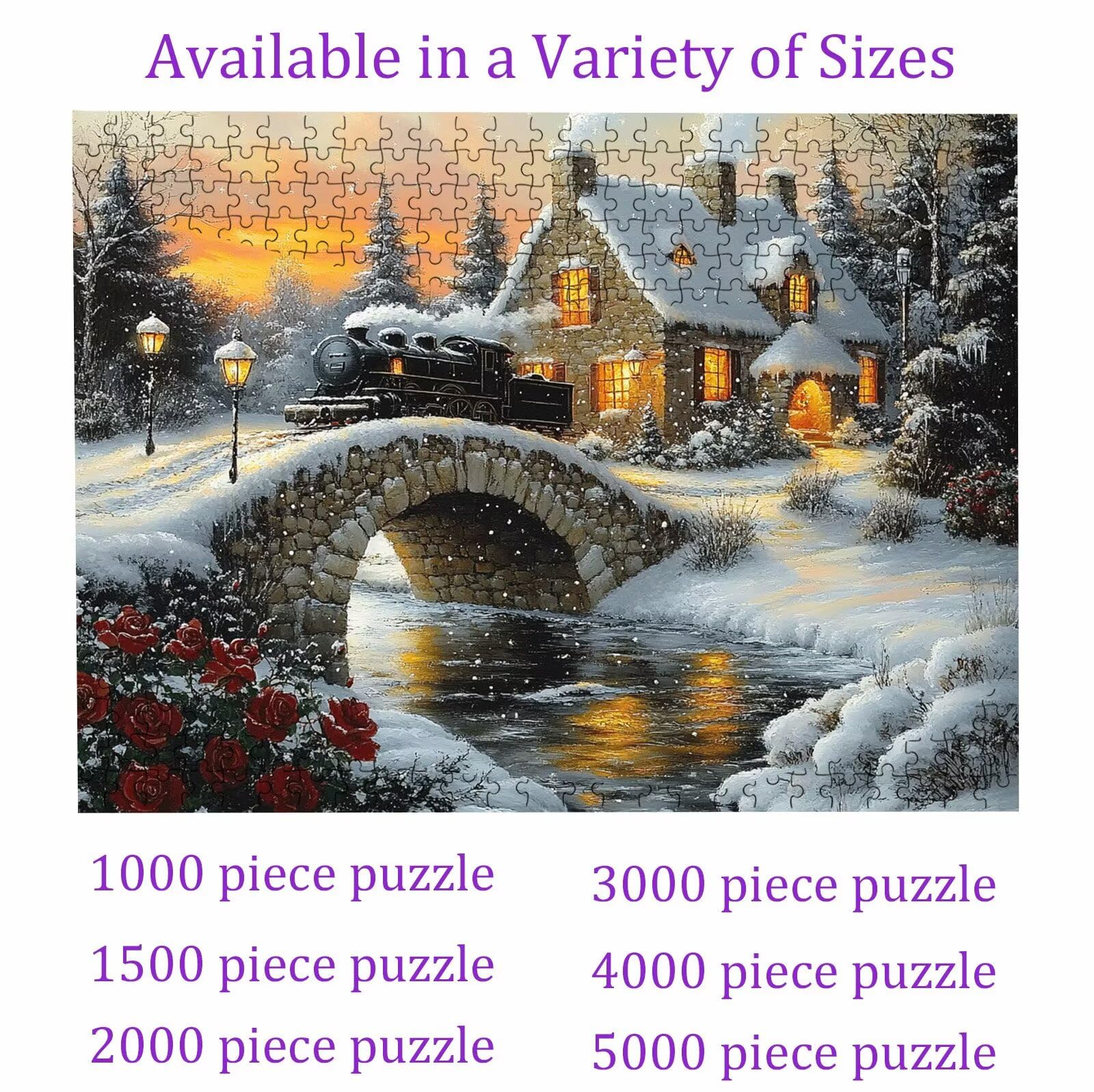Puzzle 1000 elementów, puzzle 1000 elementów dla dorosłych, trudne puzzle, aktywność antystresowa i relaks, druk w wysokiej rozdzielczości, puzzle drewniane kabiny most z wykwintnym pudełkiem do