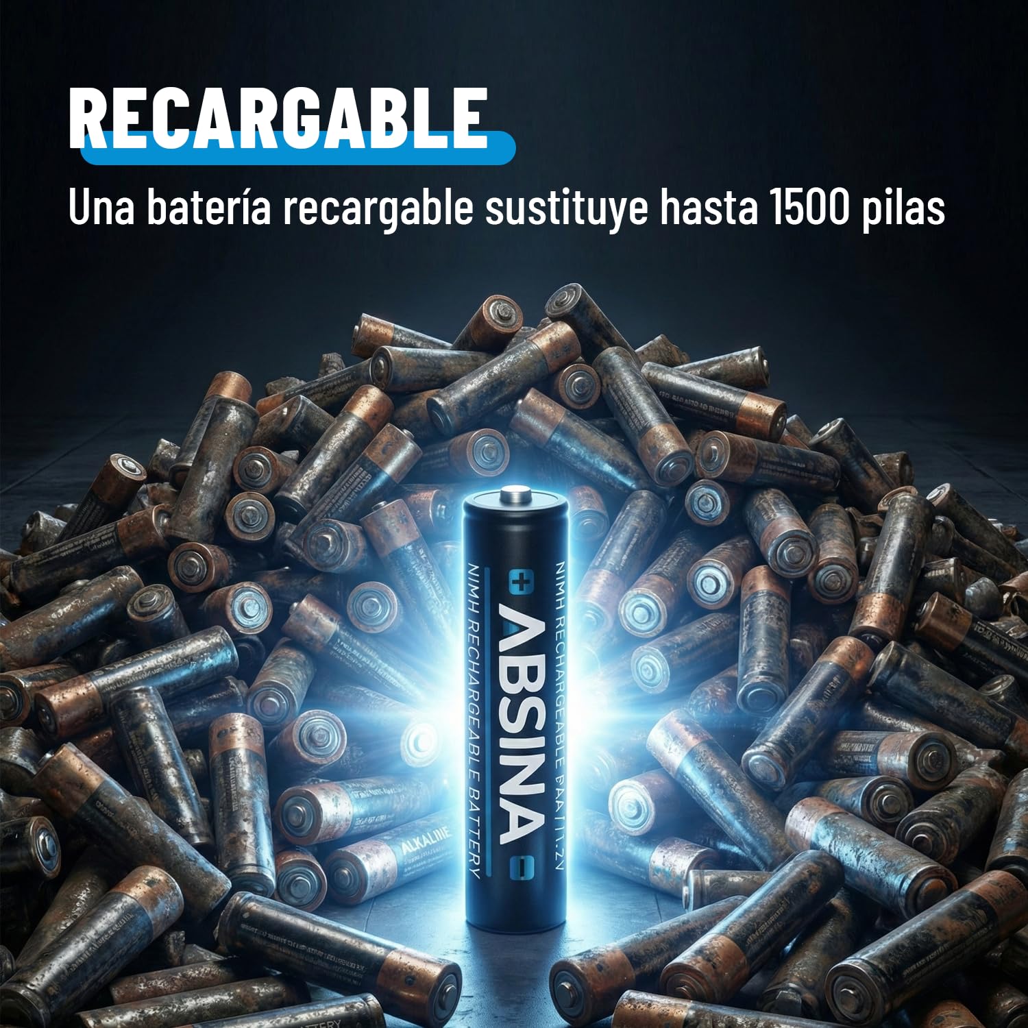 ABSINA Pilas Recargables AAA 1150 NiMH | Paquete de 32 - Pilas AAA 1,2V & al Menos 1050 mAh - Baterías Recargables para Dispositivos Alto Consumo - Pila teléfonos