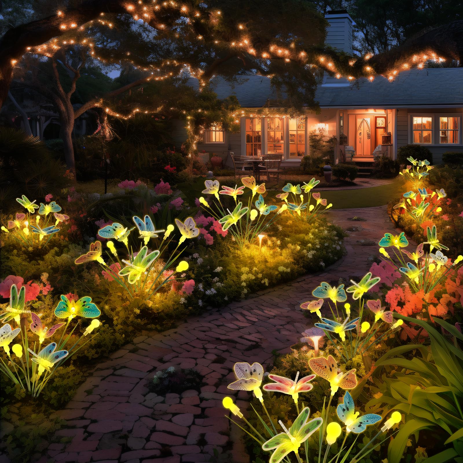 NEXVIN Luci Solari da Giardino, 4 Pezzi Luci da Esterno Giardino 32 LED Lampade Solari Lucciole, IP65 Impermeabile Luci Solari Giardino Esterno per Giardino Balcone Vialetto Paesaggio (Bianco Caldo)