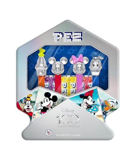 Disney 100 Years of Wonder- PEZ Collectors Lata - 4 dispensadores incluidos- (1.74 oz)