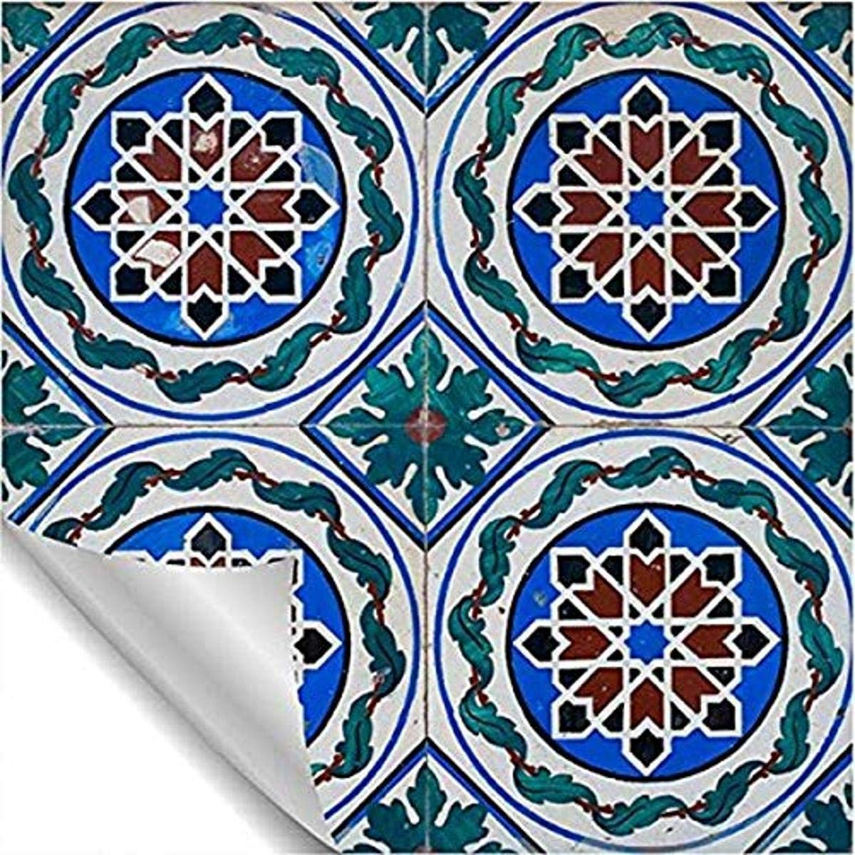 Odhams Press Moroccan Rabat Re-Tile Decal with White Background, 4"