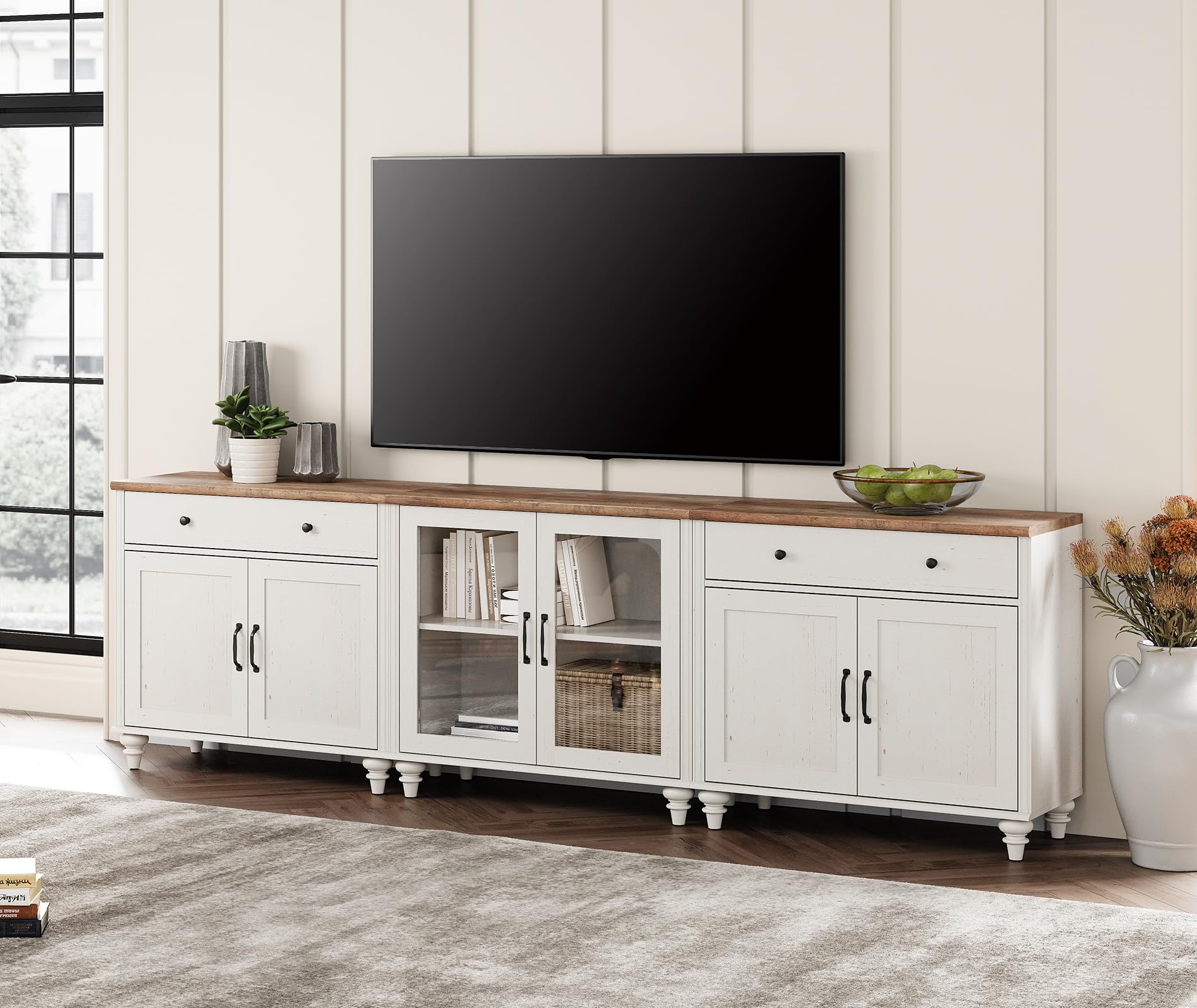 WAMPAT Farmhouse TV Stand 3-in-1