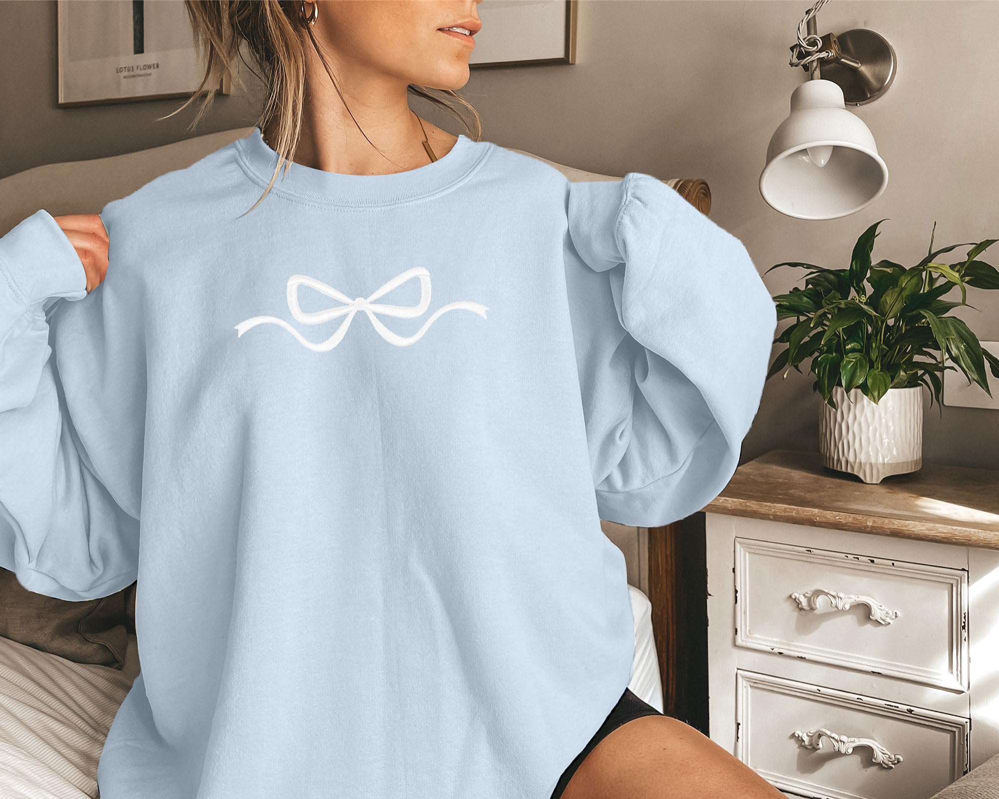 Sudadera con lazo rosa, suéter de coqueta, sudaderas Y2k, lindas camisetas estéticas para niña limpia, cuello redondo