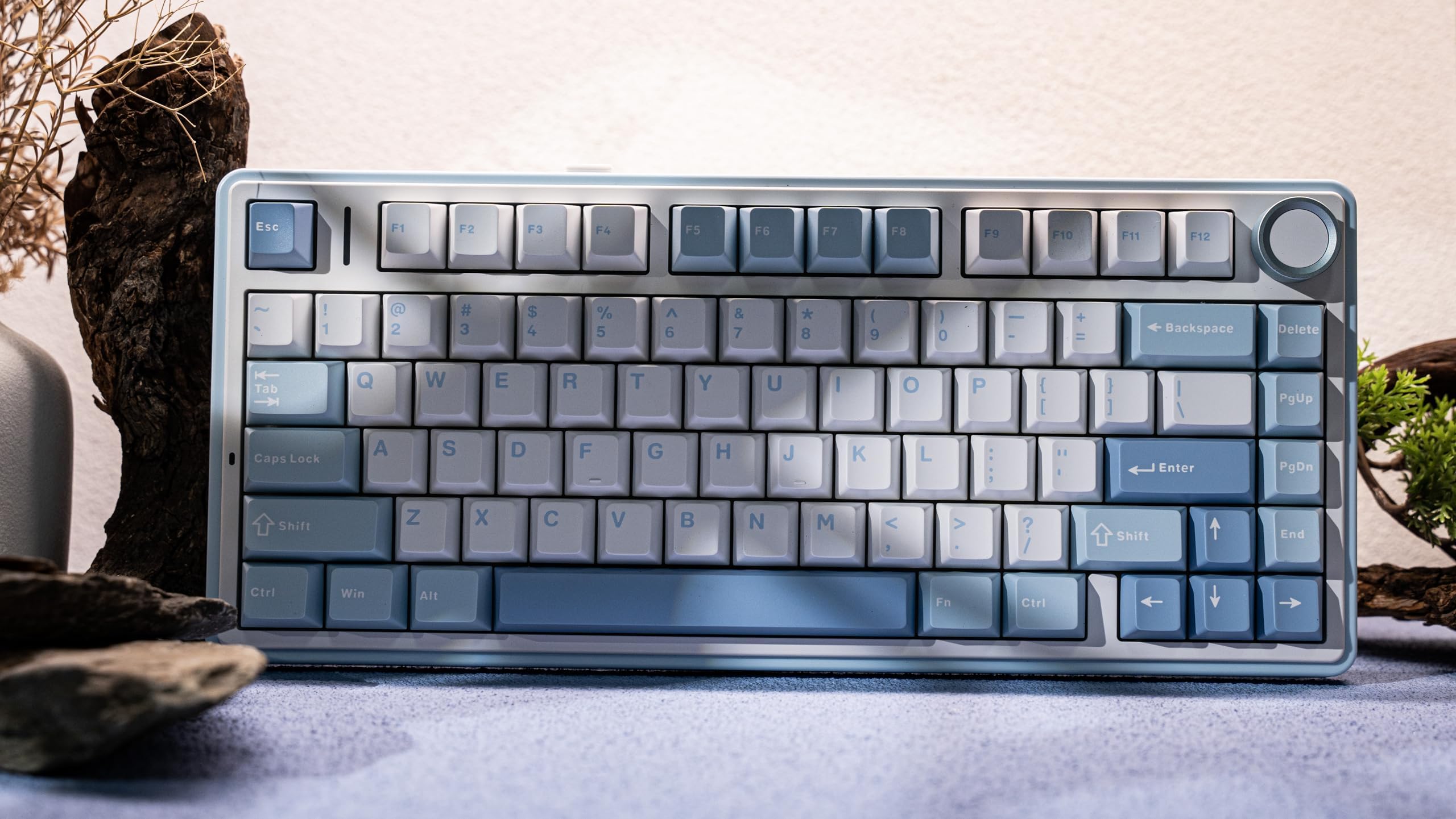 EPOMAKER x Aula F75 75% Gasket Teclado Mecánico, inalámbrico/Bluetooth/USB-C, fon Cinco Capas de Pads, Perilla, RGB, batería, NKRO (Sea Salt Blue, LEOBOG Reaper Switch)