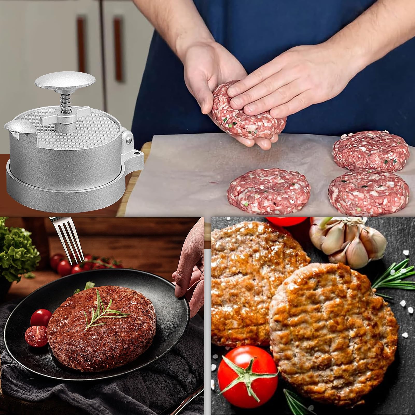 Presse à Hamburger, Moule à Steak Haché En Acier Inoxydable 304 Avec Echelle Pour Les Reunions De Famille Les Rassemblements Les Barbecues 89776101