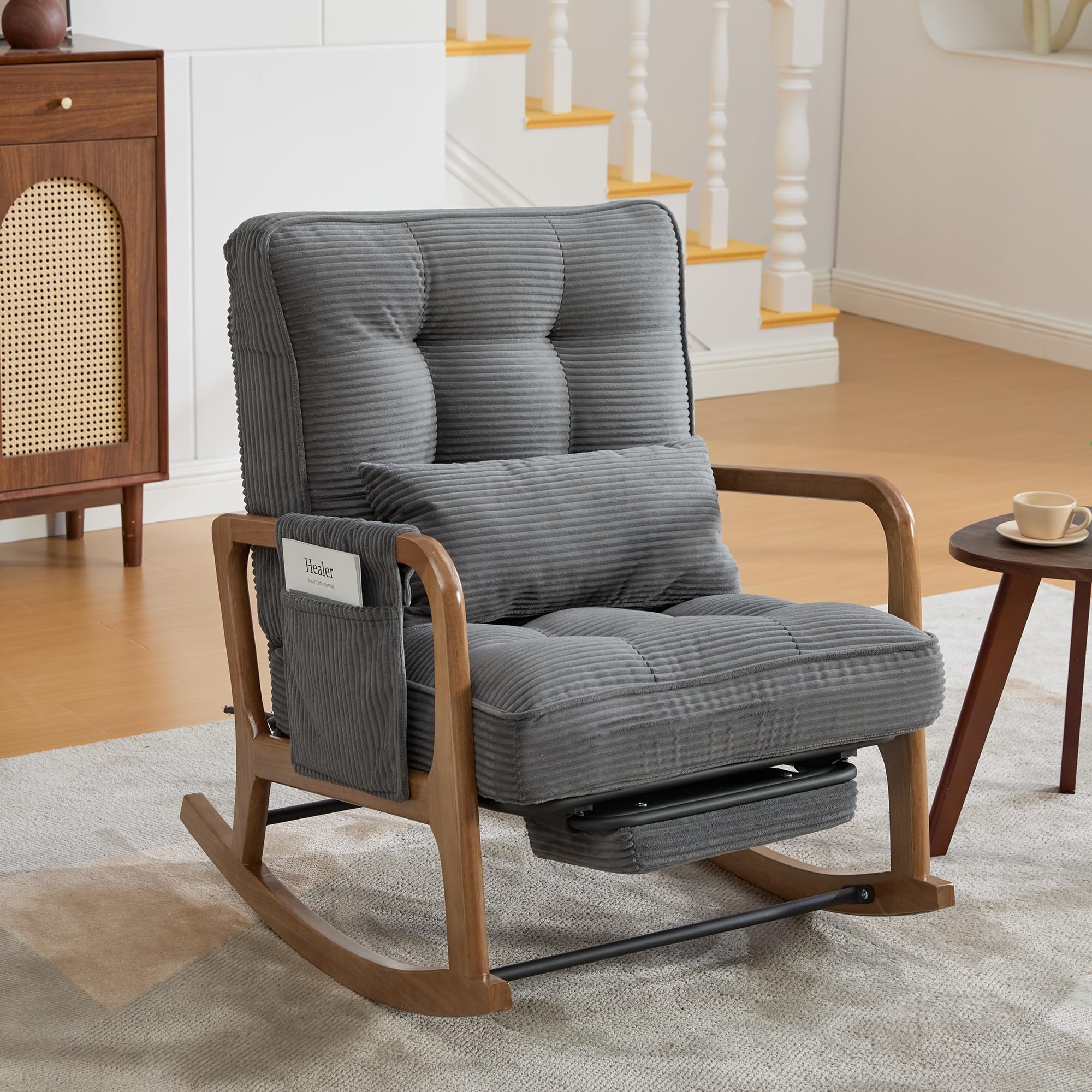 Fotel bujany z podnóżkiem, 70 szer. x 80 gł. x 92 cm, fotel bujany z