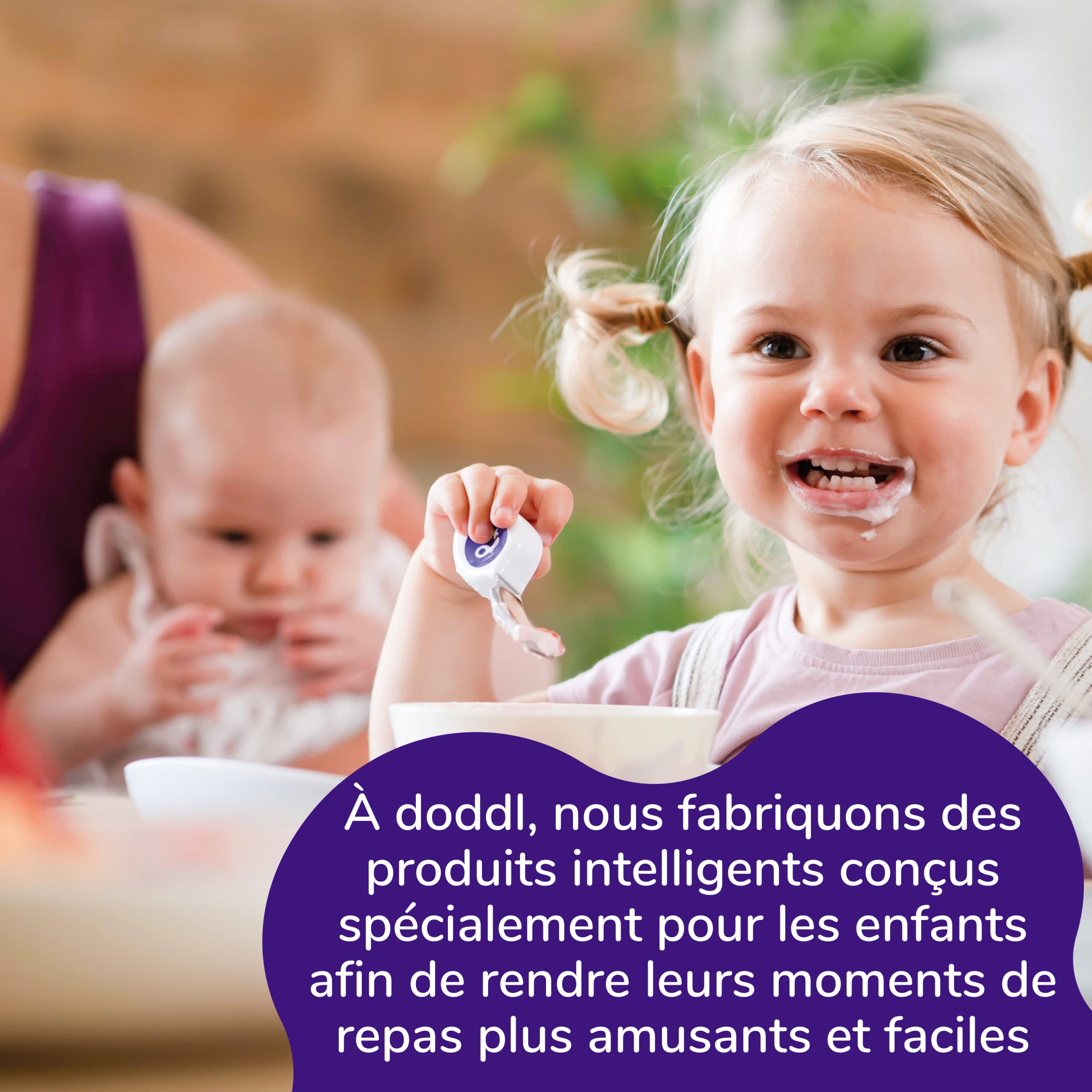 Ensemble 2 pièces cuillère fourchette doddl - Couverts pour tout-petit, ustensiles sevrage 1 an+ Aqua